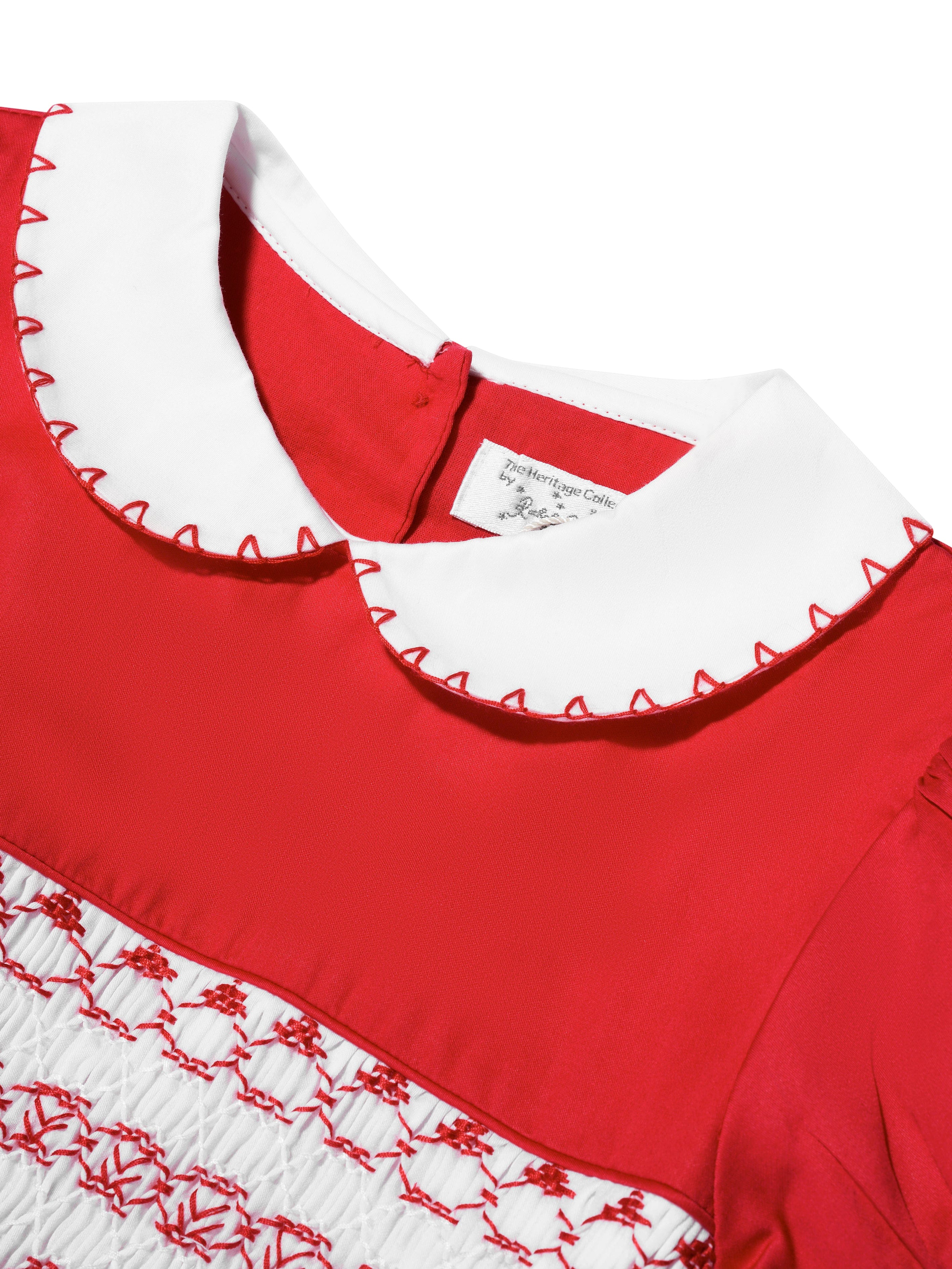 Rachel Riley Girls Classic Smocked Dress in Red Cheap Sale Brand New Unisex