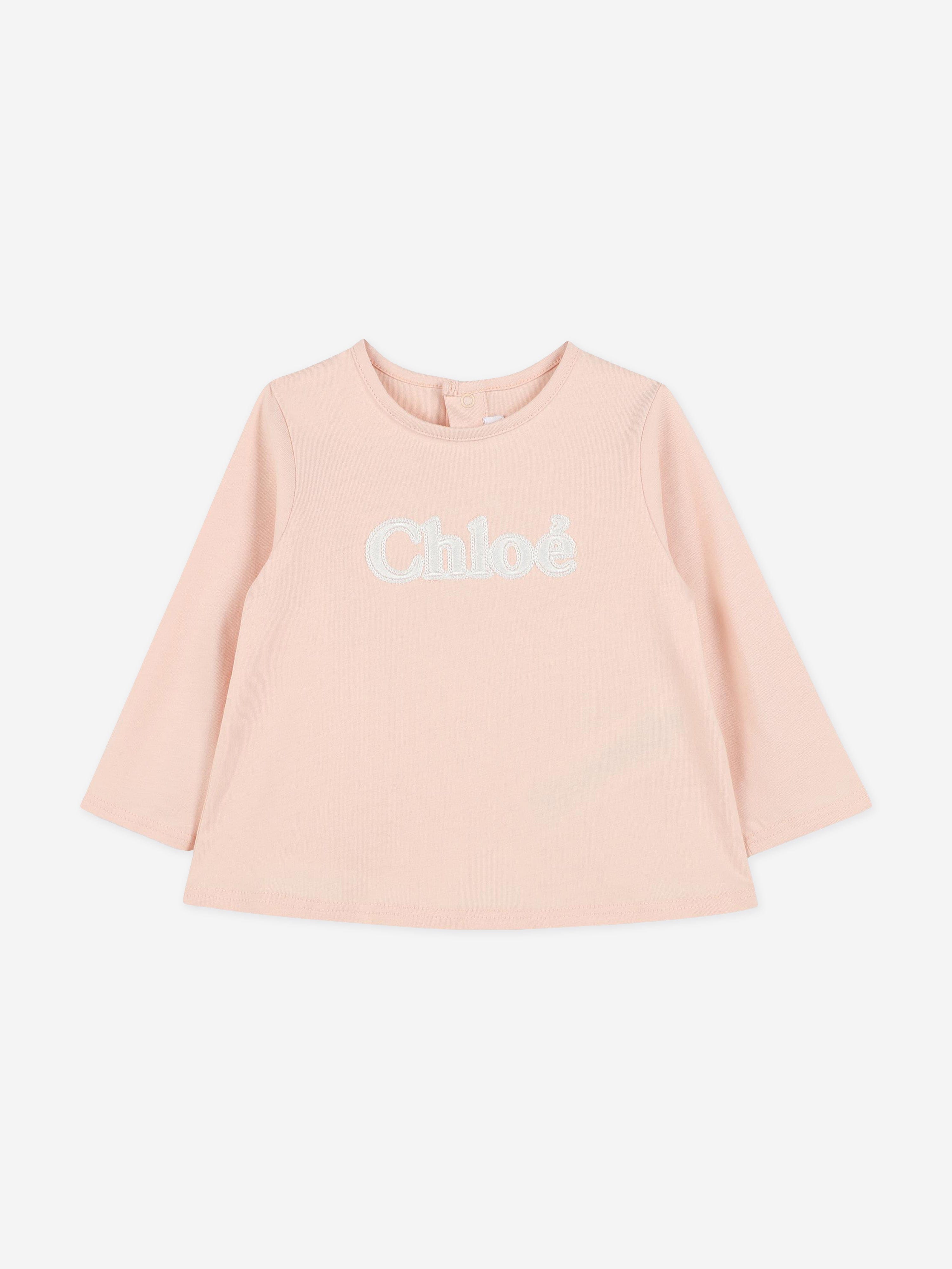 Chlo¨¦ Baby Girls Long Sleeve Logo T-Shirt in Pink Sale Cheap Pice