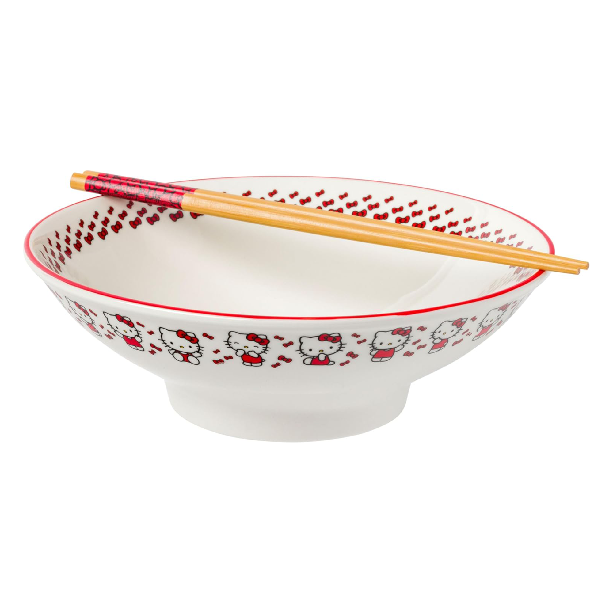 Hello Kitty Ceramic Noodle Bowl and Chopstick Set (Red Bows) Clearance Classic