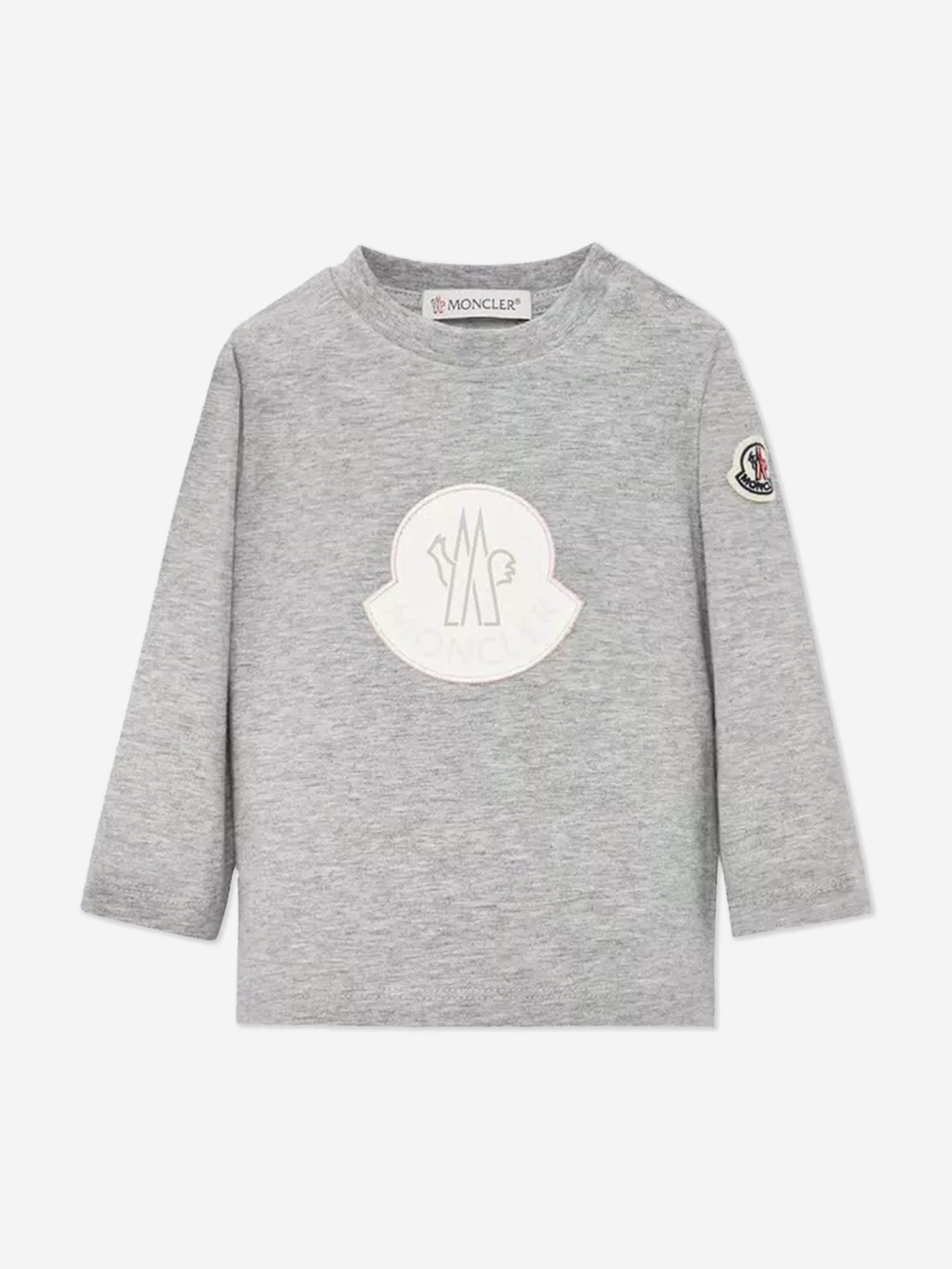 Moncler Enfant Baby Girls Long Sleeve Logo T-Shirt in Grey Clearance Store Sale Online