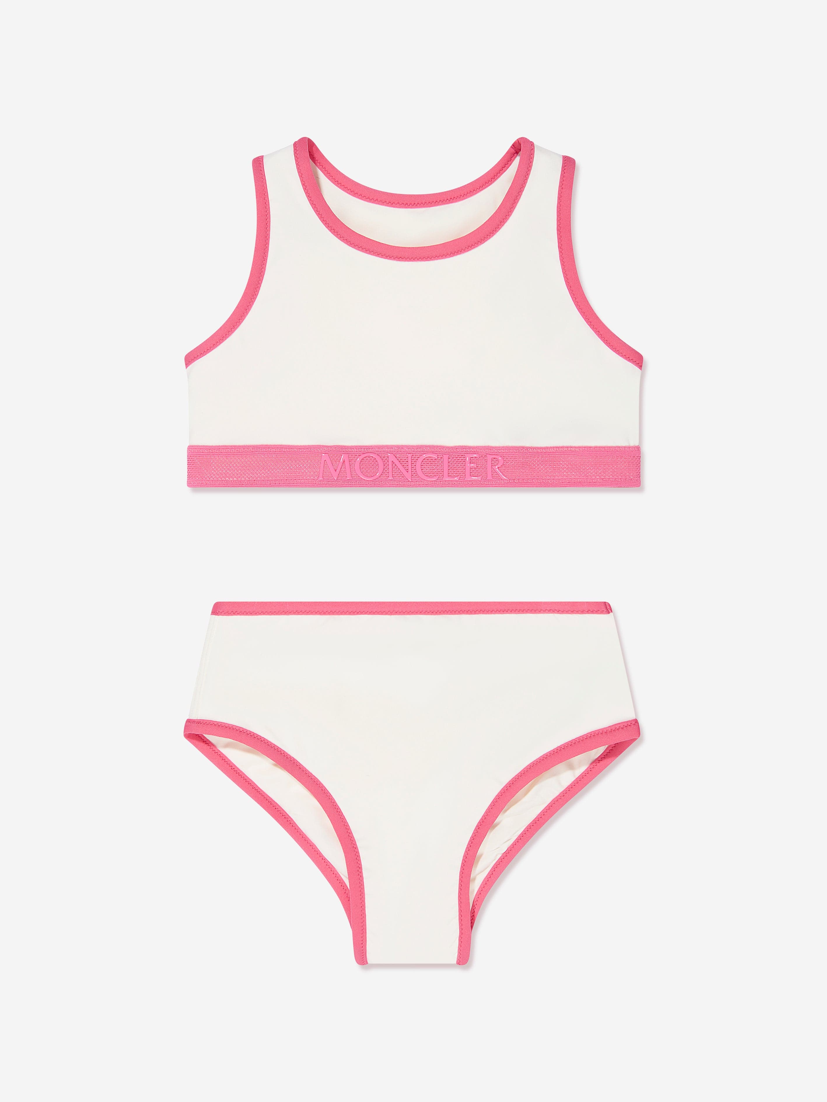 Moncler Enfant Girls Logo Bikini in White Low Pice Fee Shipping Online