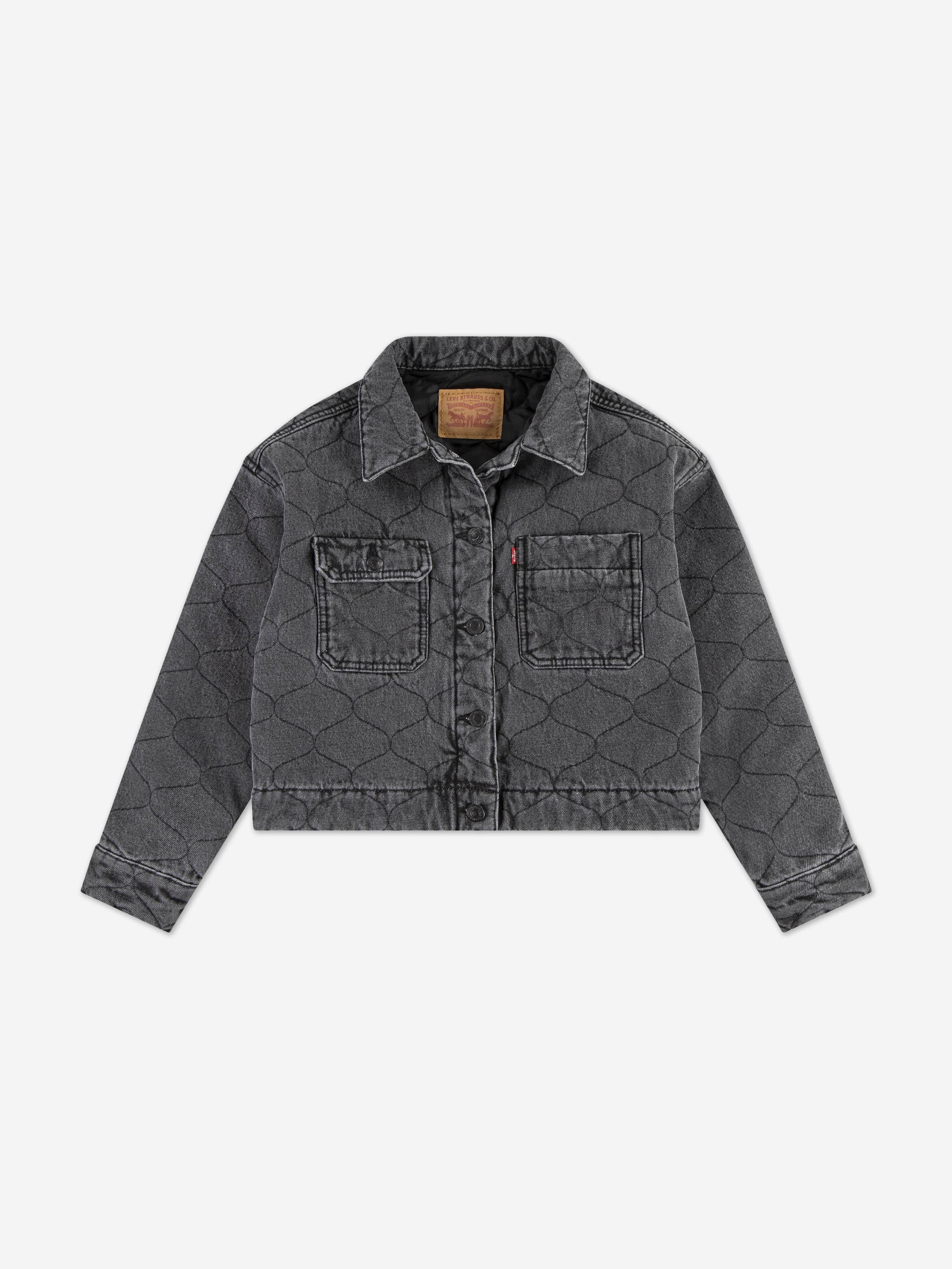 Girls Quilted Trucker Jacket in Black Latest Collections Sale Online