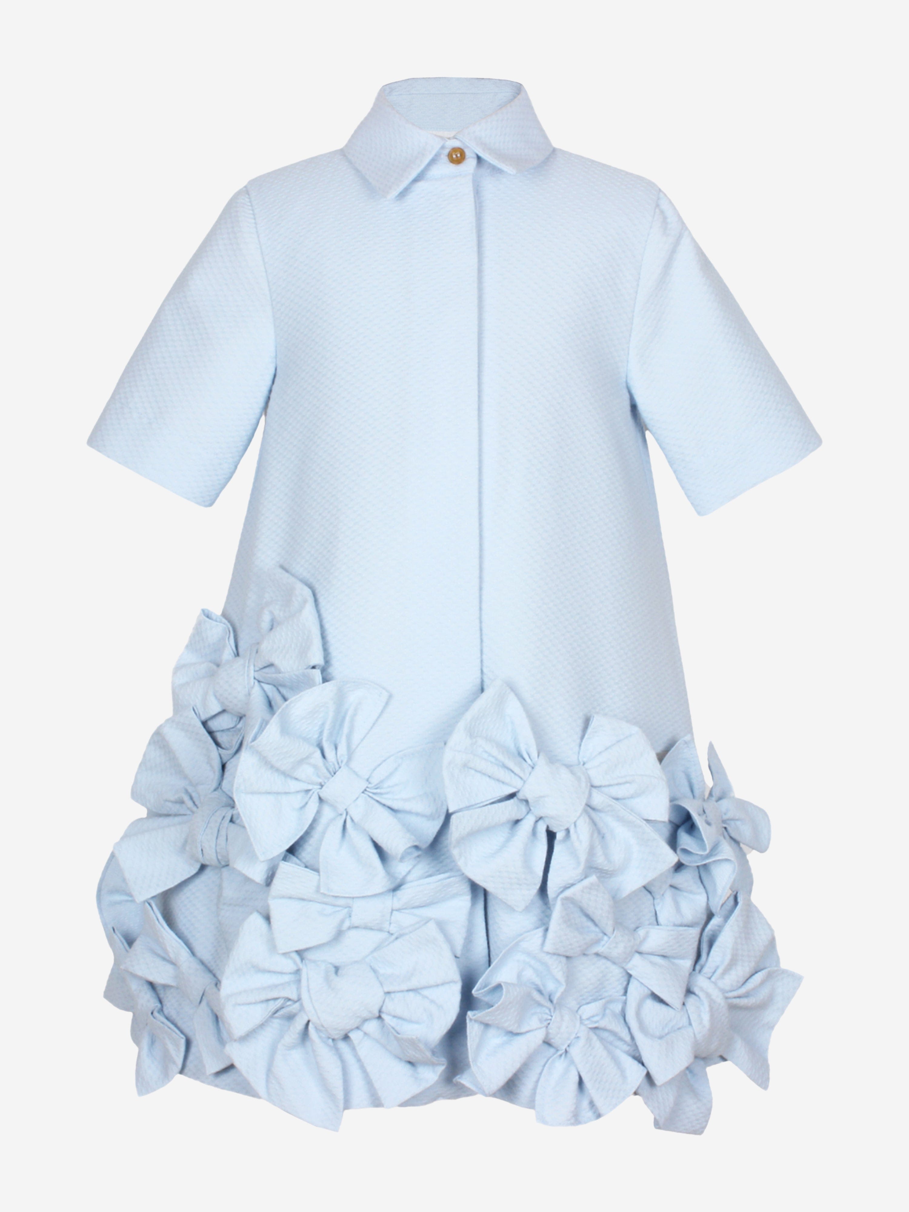 Jessie And James Girls Dotty Jacquard Bow Tie Dress in Blue Footlocker Online