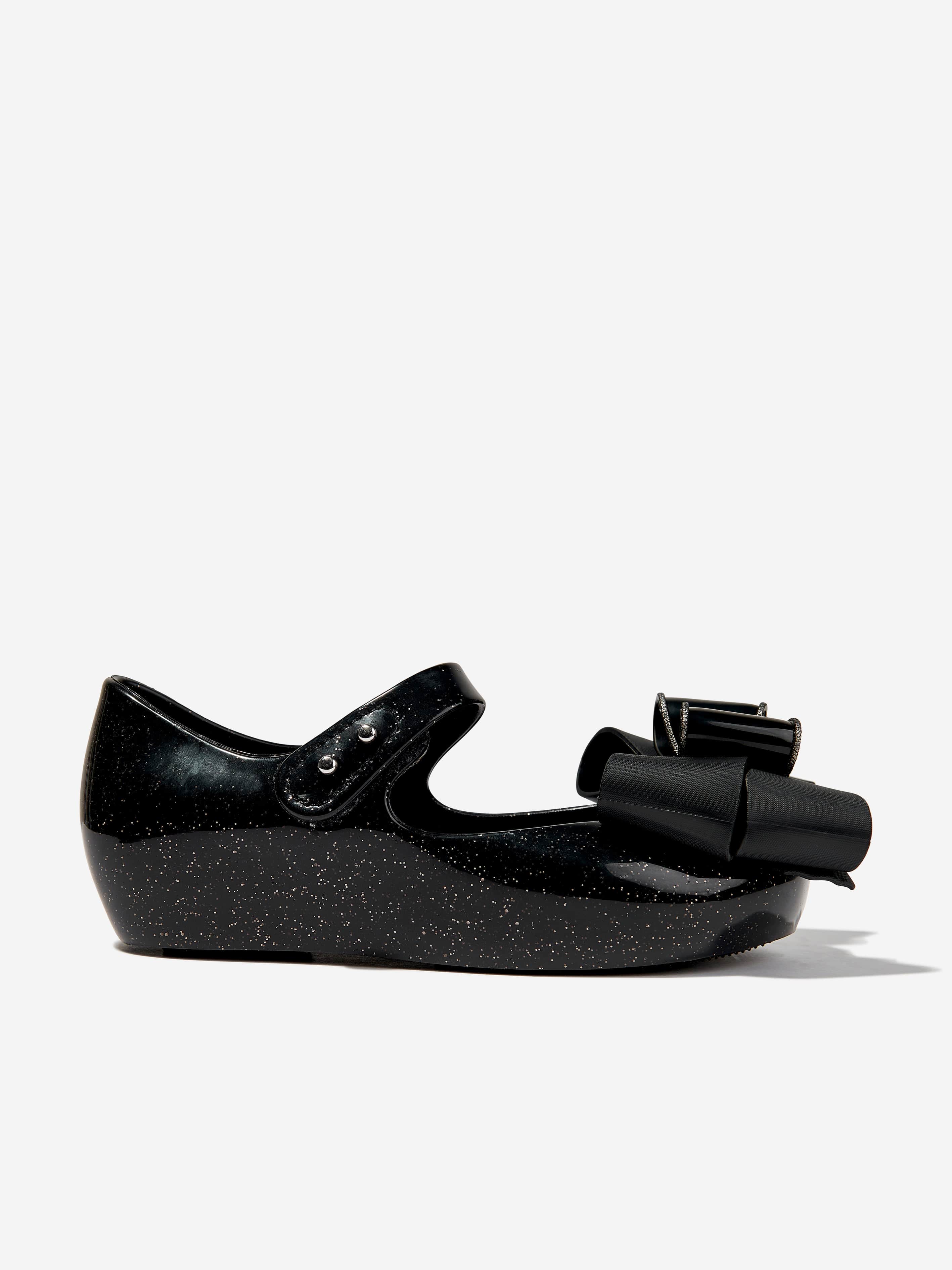Mini Melissa Girls Mini Ultragirl Fab Bow Ballerinas in Black Cheap Newest