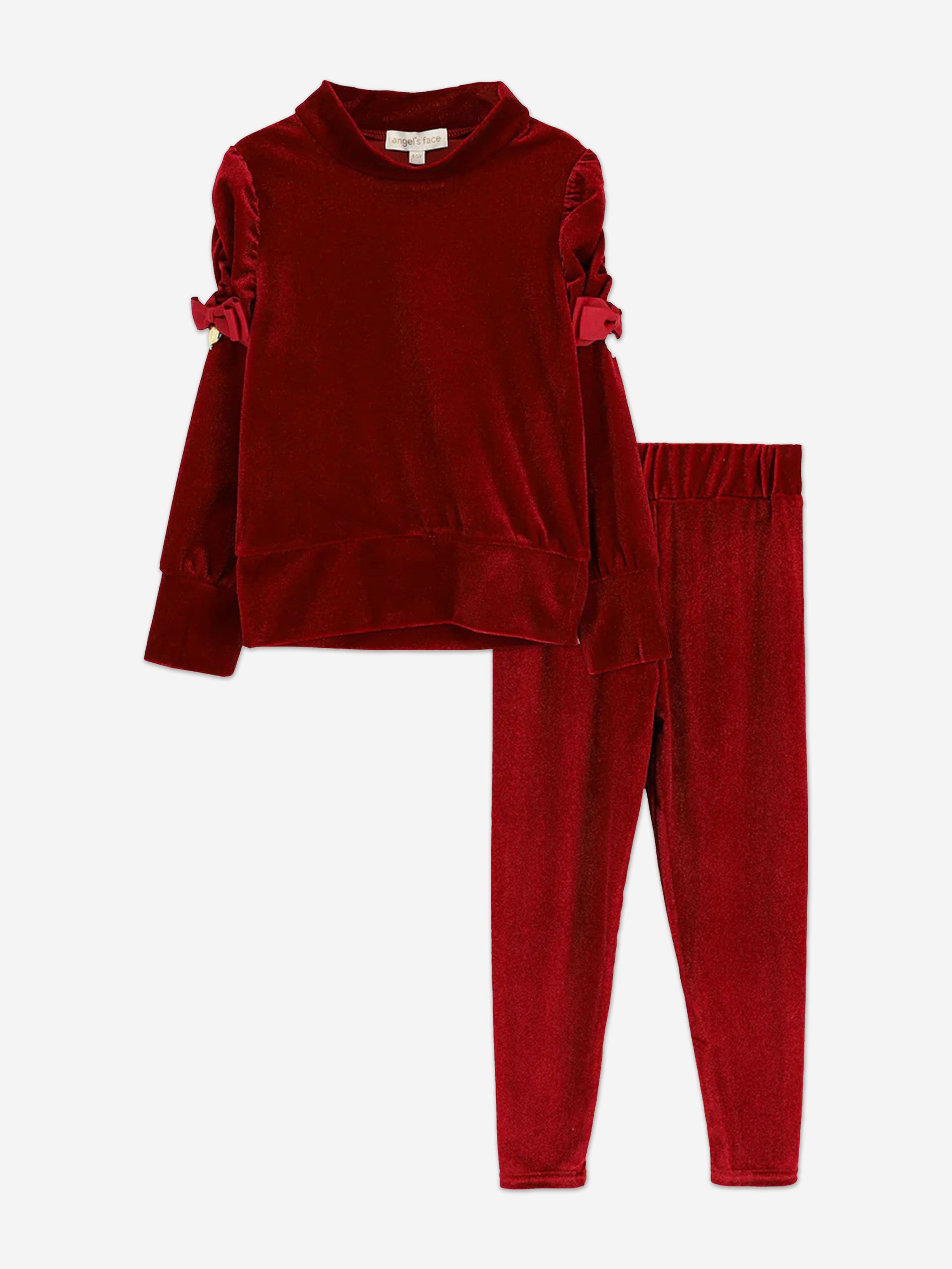 Angels Face Girls Finella Velveteen Leggings Set in Red Cheapest Sale Online