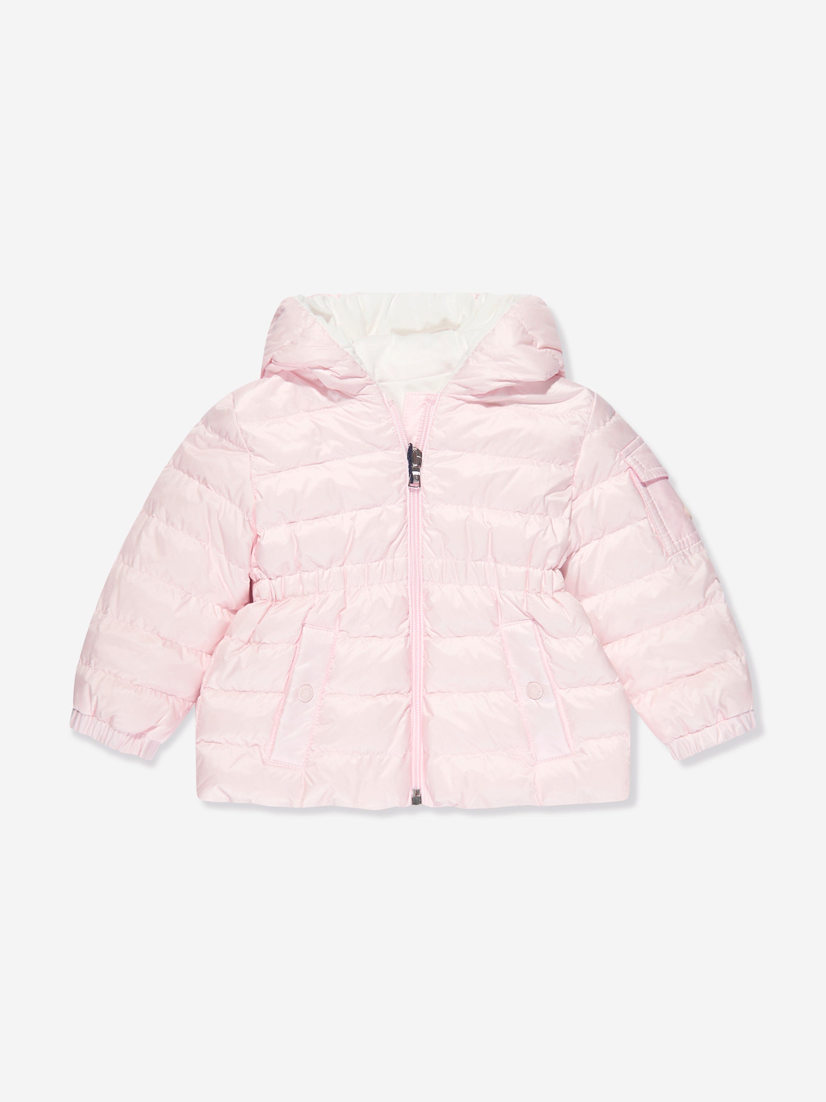 Moncler Enfant Baby Girls Down Padded Dalles Jacket in Pink Manchester For Sale