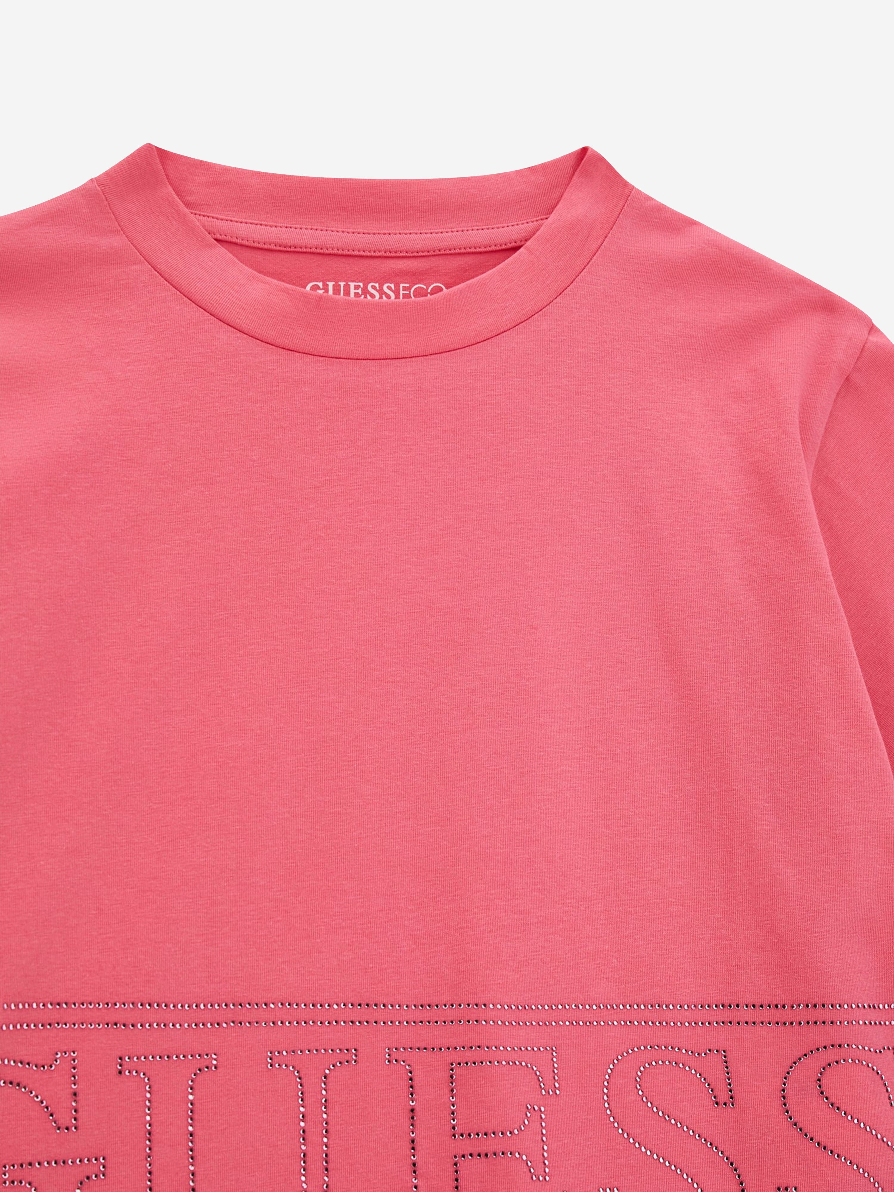 Guess Girls Logo T-Shirt in Pink Fashionable Online