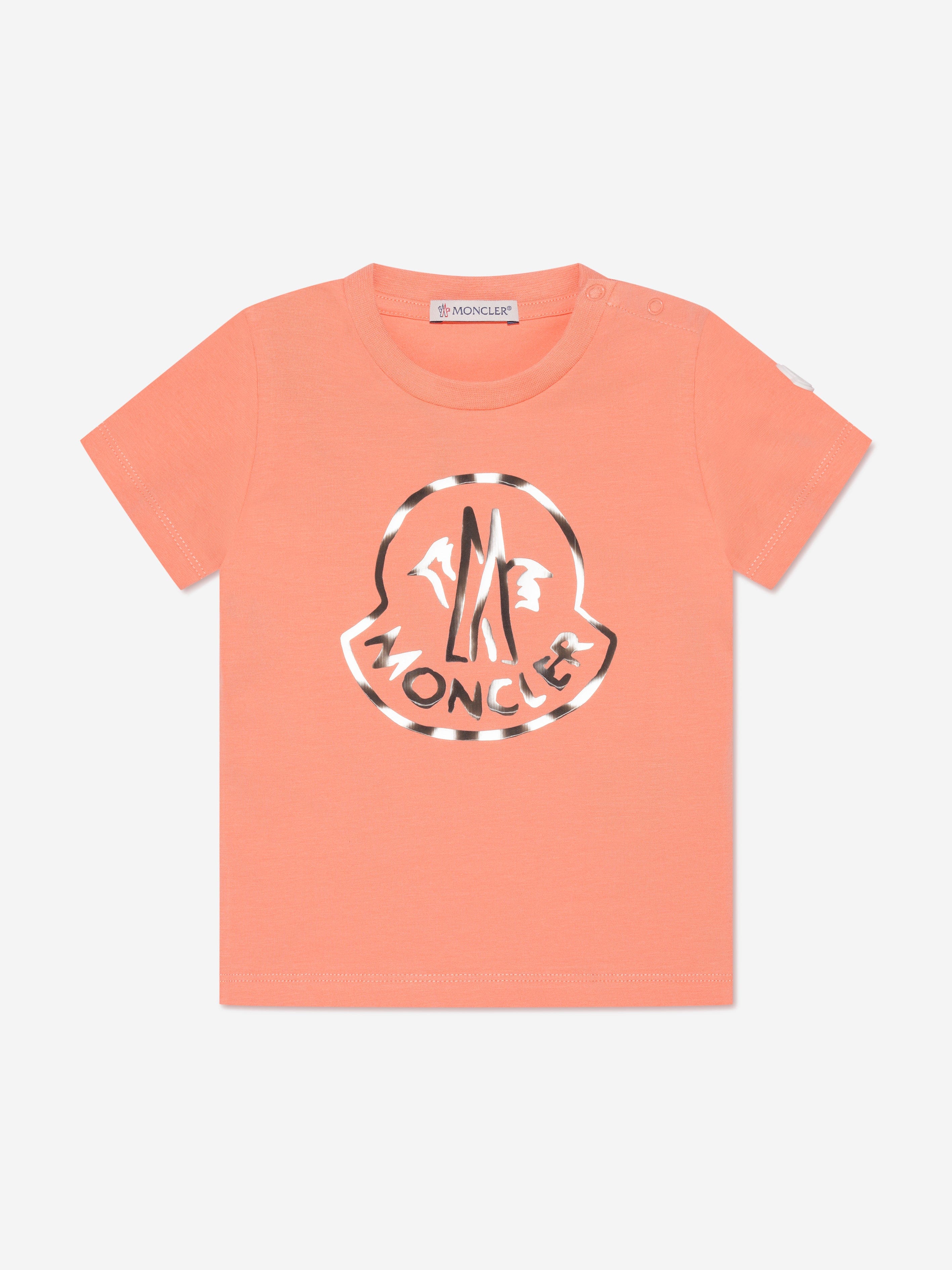 Moncler Enfant Baby Girls Logo T-Shirt in Peach Clearance Geniue Stockist