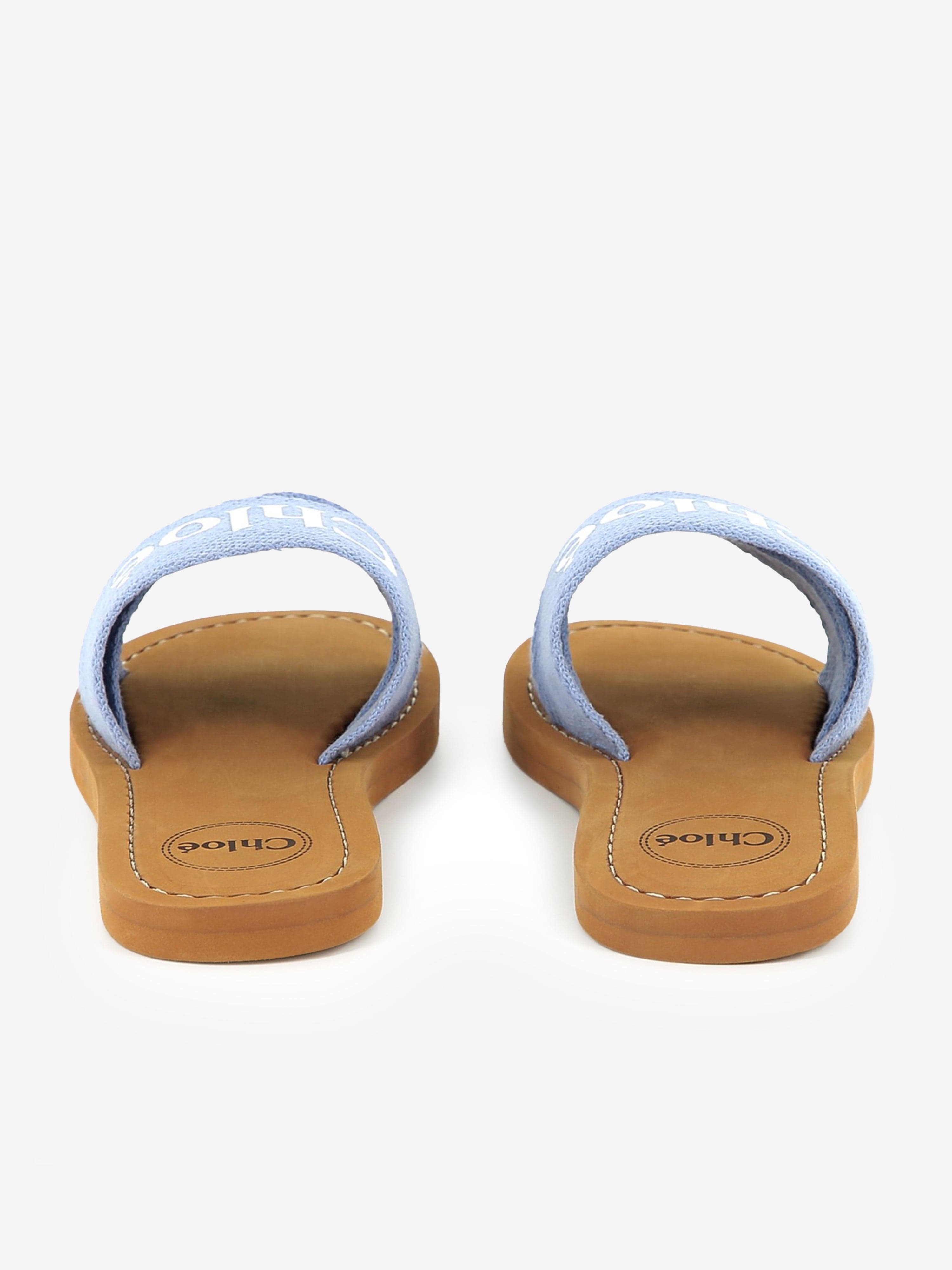 Chlo¨¦ Girls Denim Logo Sliders in Blue Inexpensive For Sale