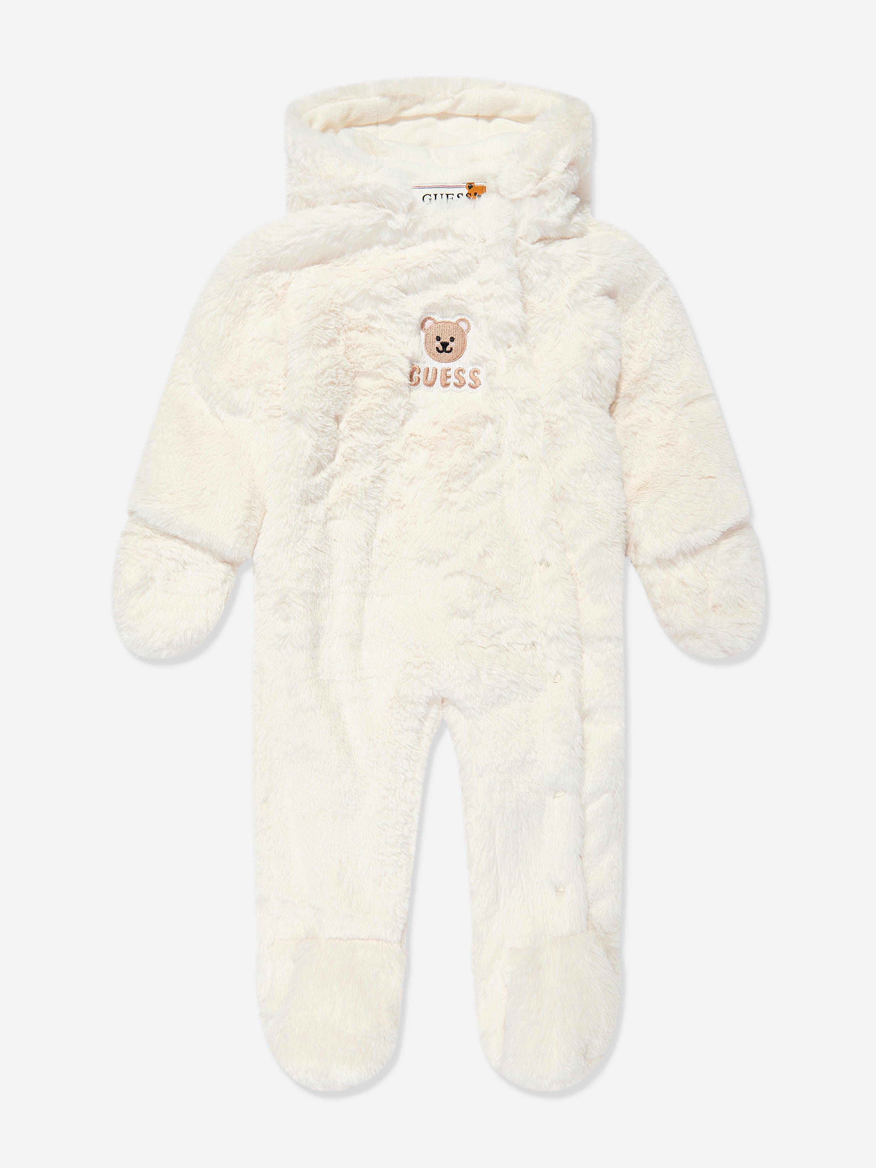 Guess Baby Faux Fur Snowsuit in Ivory Outlet New Styles