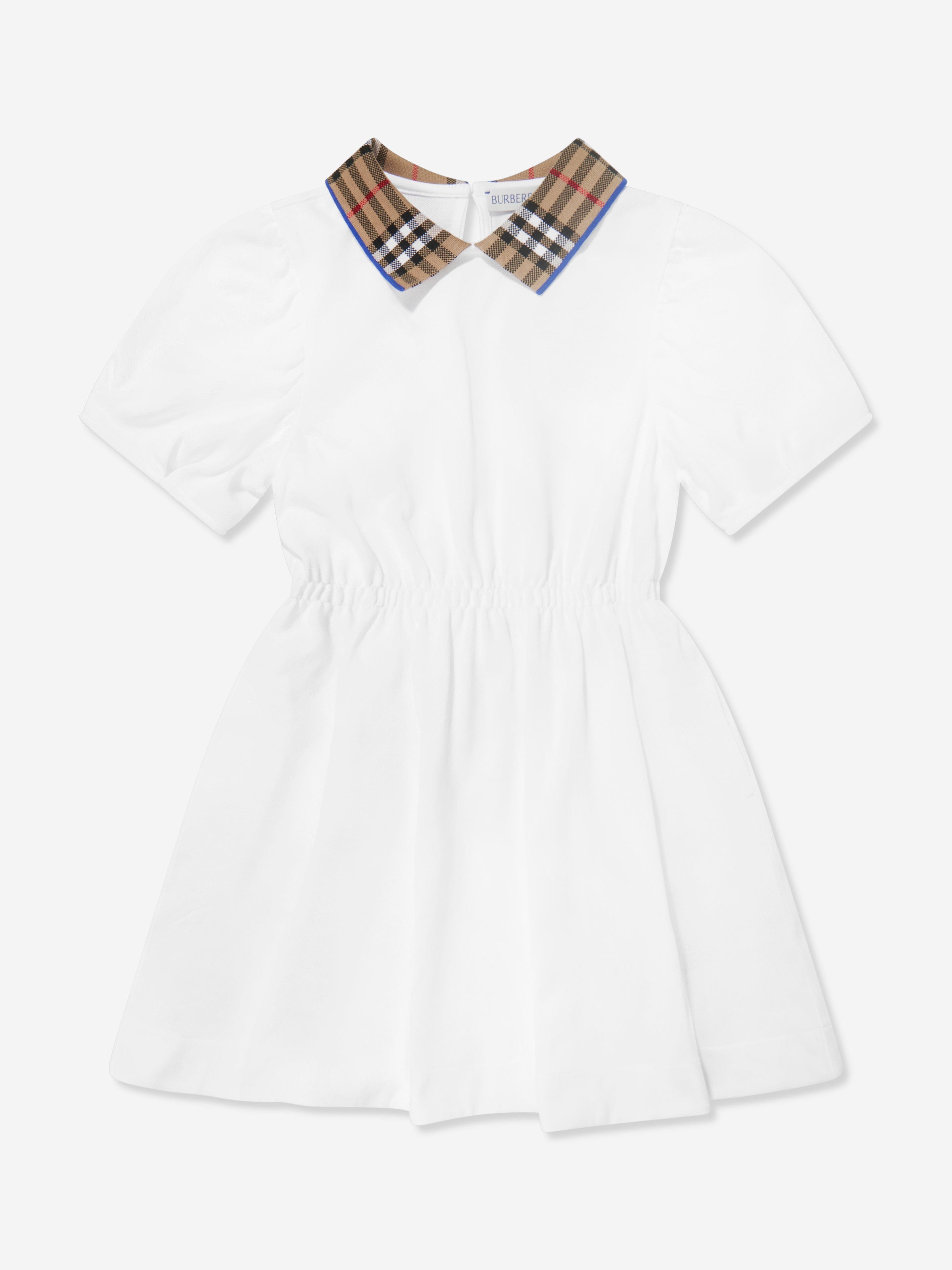 Burberry Girls Check Collar Alesea Dress in White With Credit Card Cheap Pice