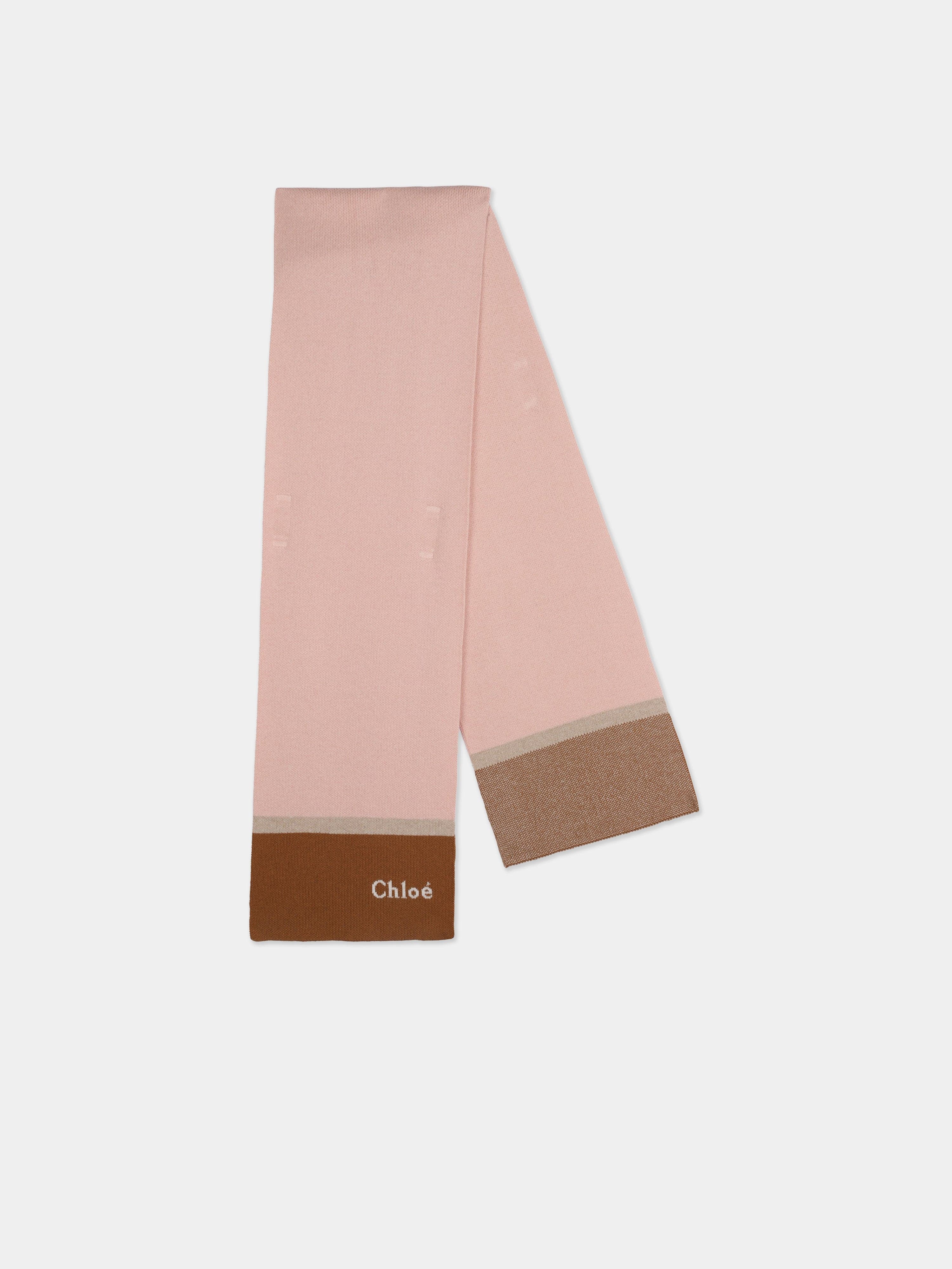Chlo¨¦ Girls Knitted Logo Scarf in Pink Cheap Nicekicks