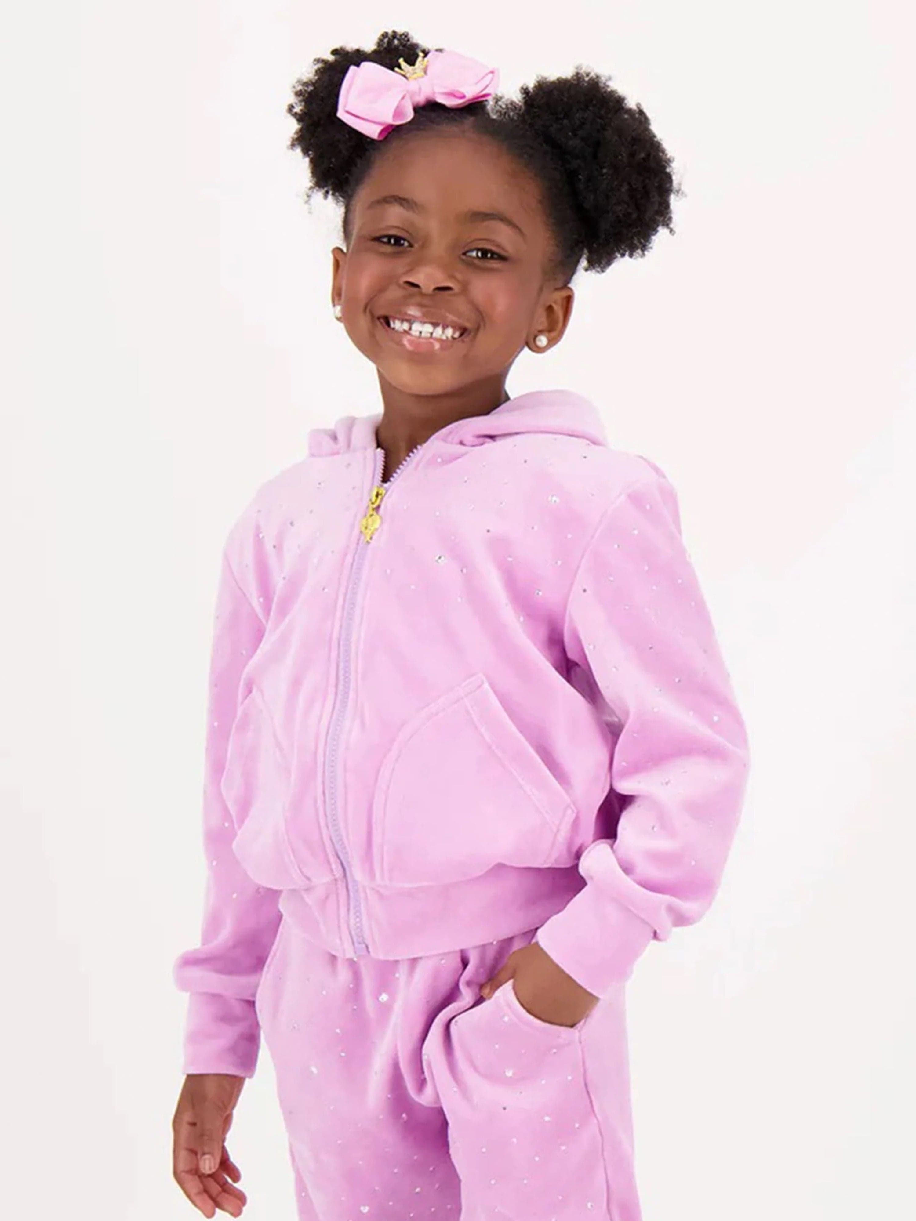 Angels Face Girls Bijou Crystal Velour Zip Up in Pink Clearance Fashionable