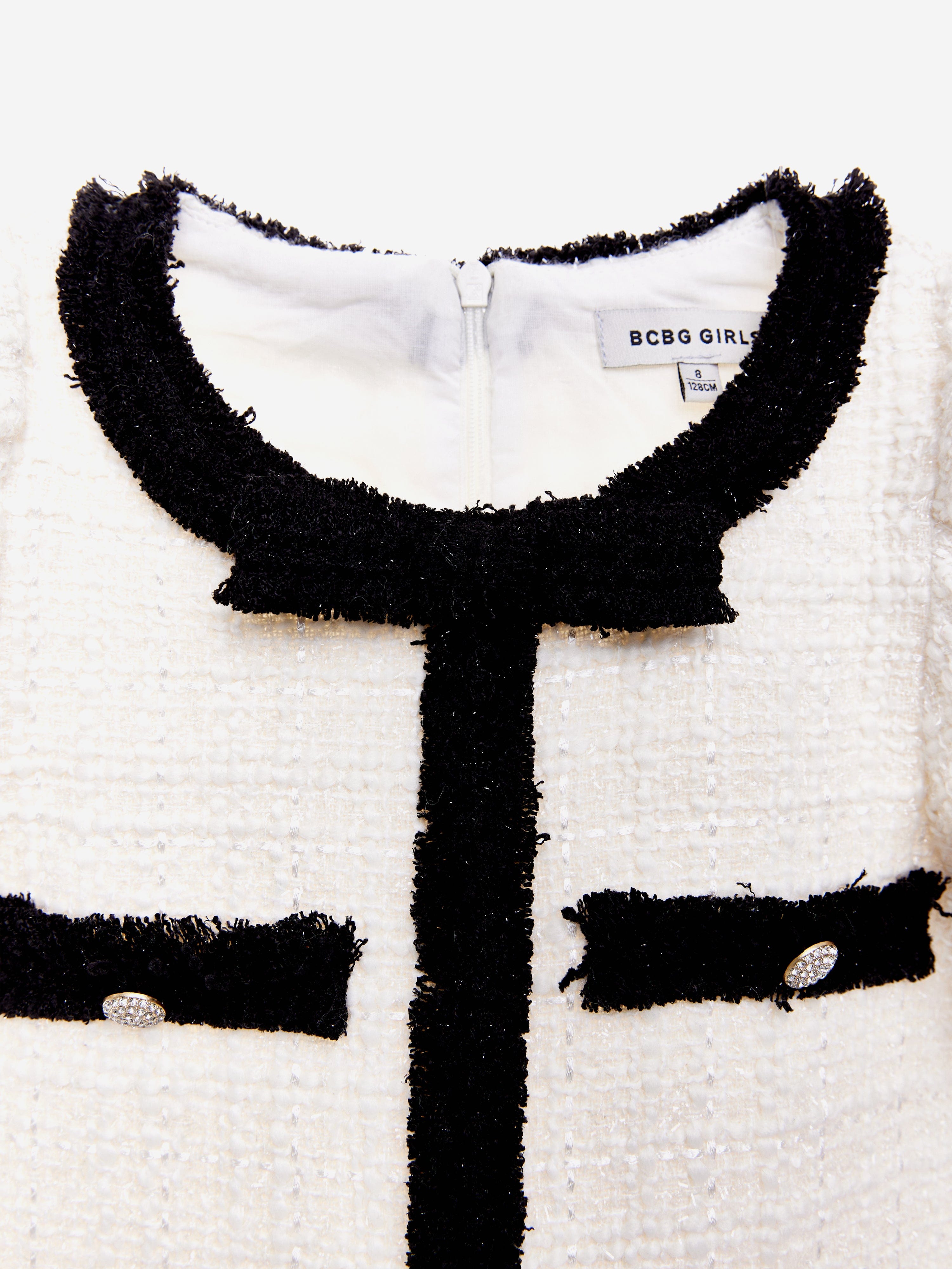 BCBG Girls Tweed Dress in Ivory Clearance Wholesale Pice