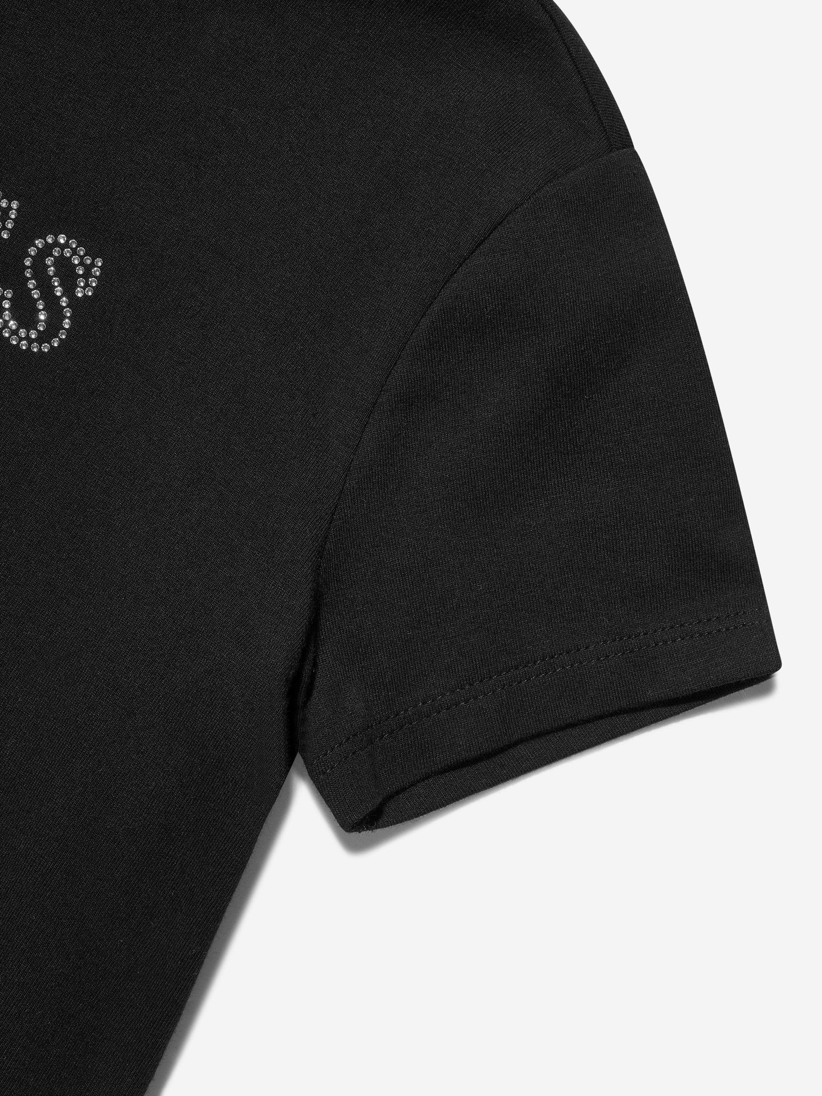 Guess Girls Logo T-Shirt in Black Cheap Sale Manchester