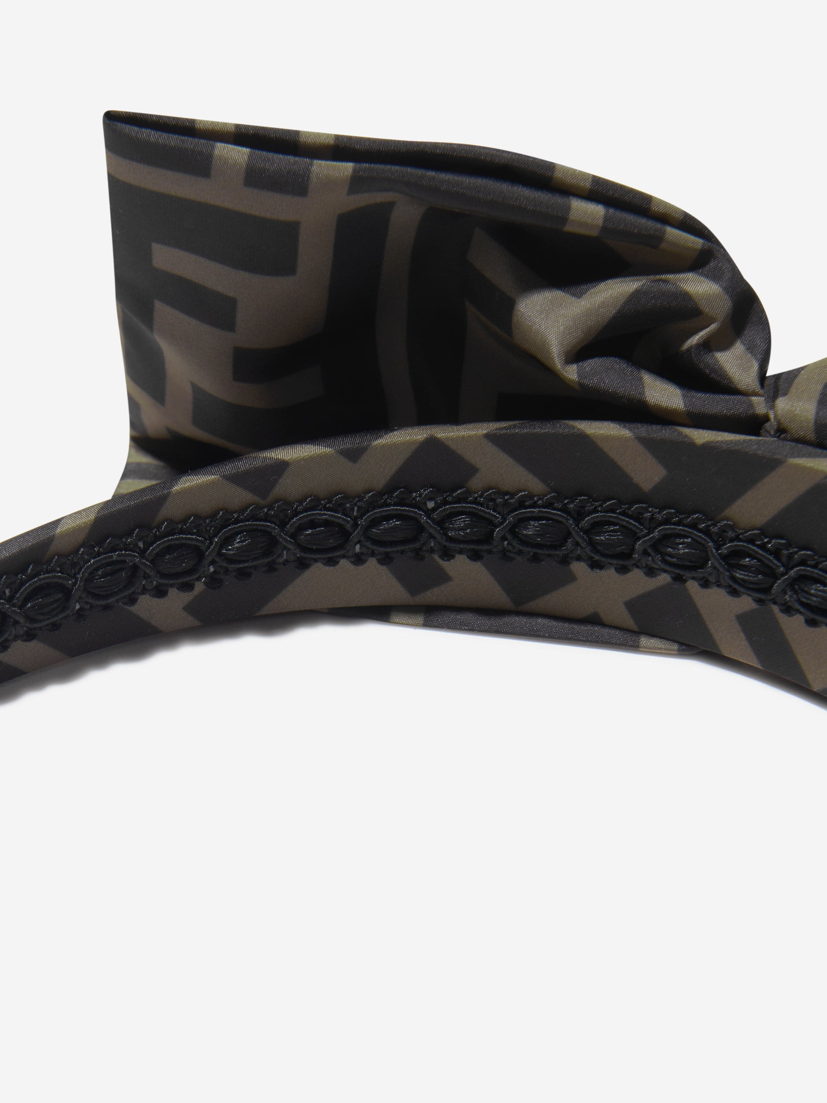Fendi Girls FF Logo Bow Headband in Brown Free Shipping Online