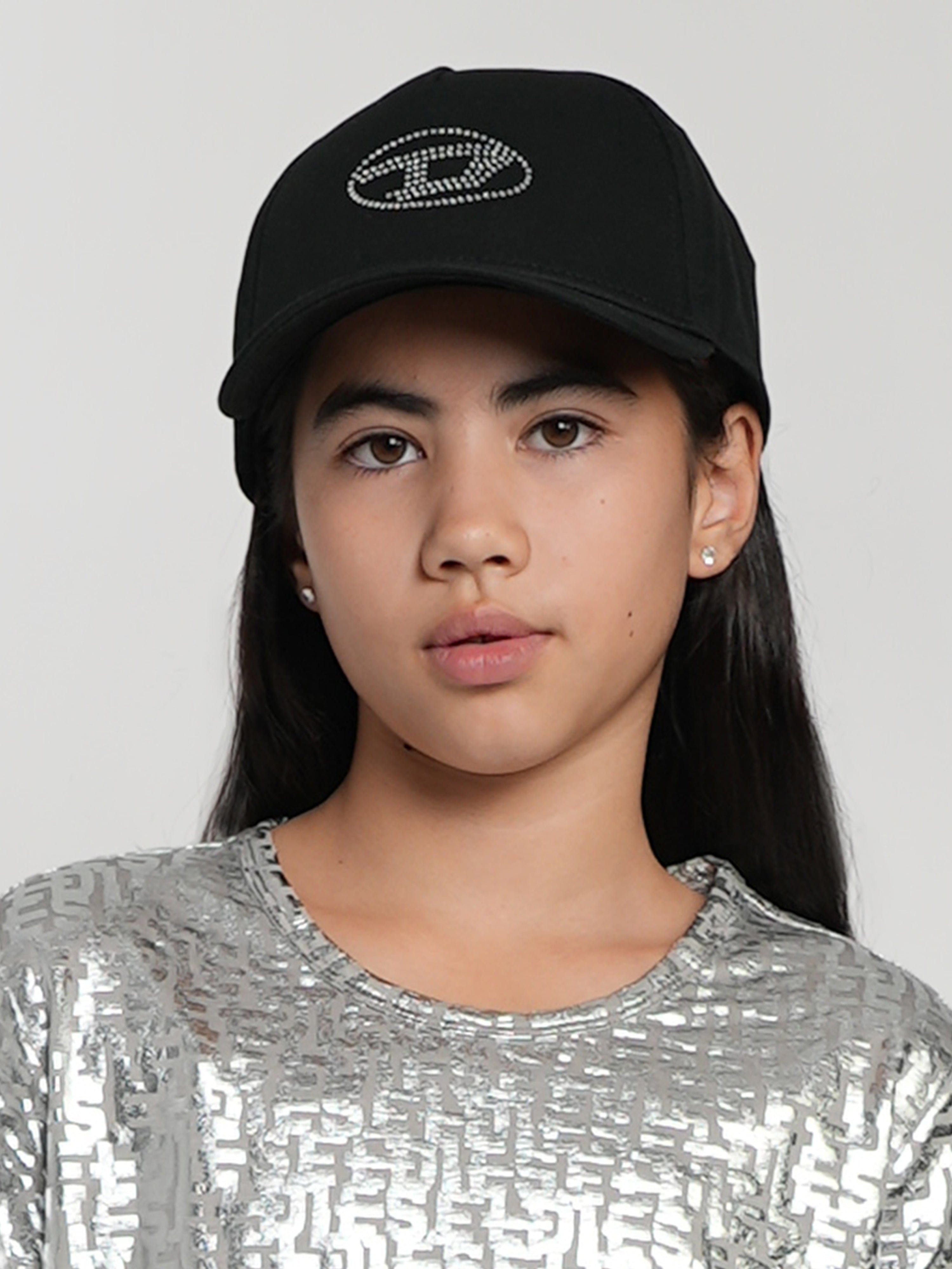 Diesel Girls Oval D Logo Cap in Black Sale Wide Range Of