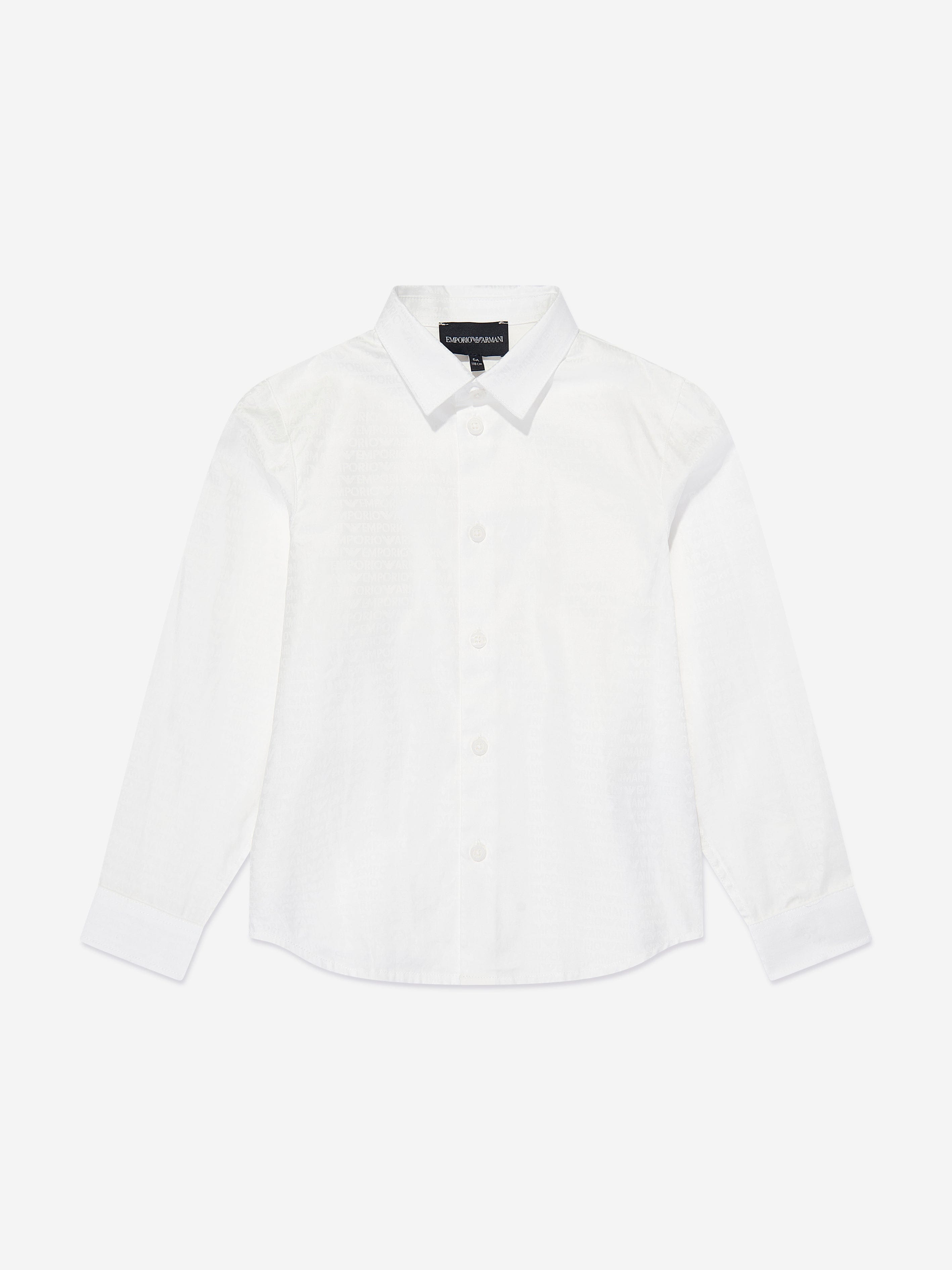 Emporio Armani Boys Logo Shirt in White Perfect Cheap Online