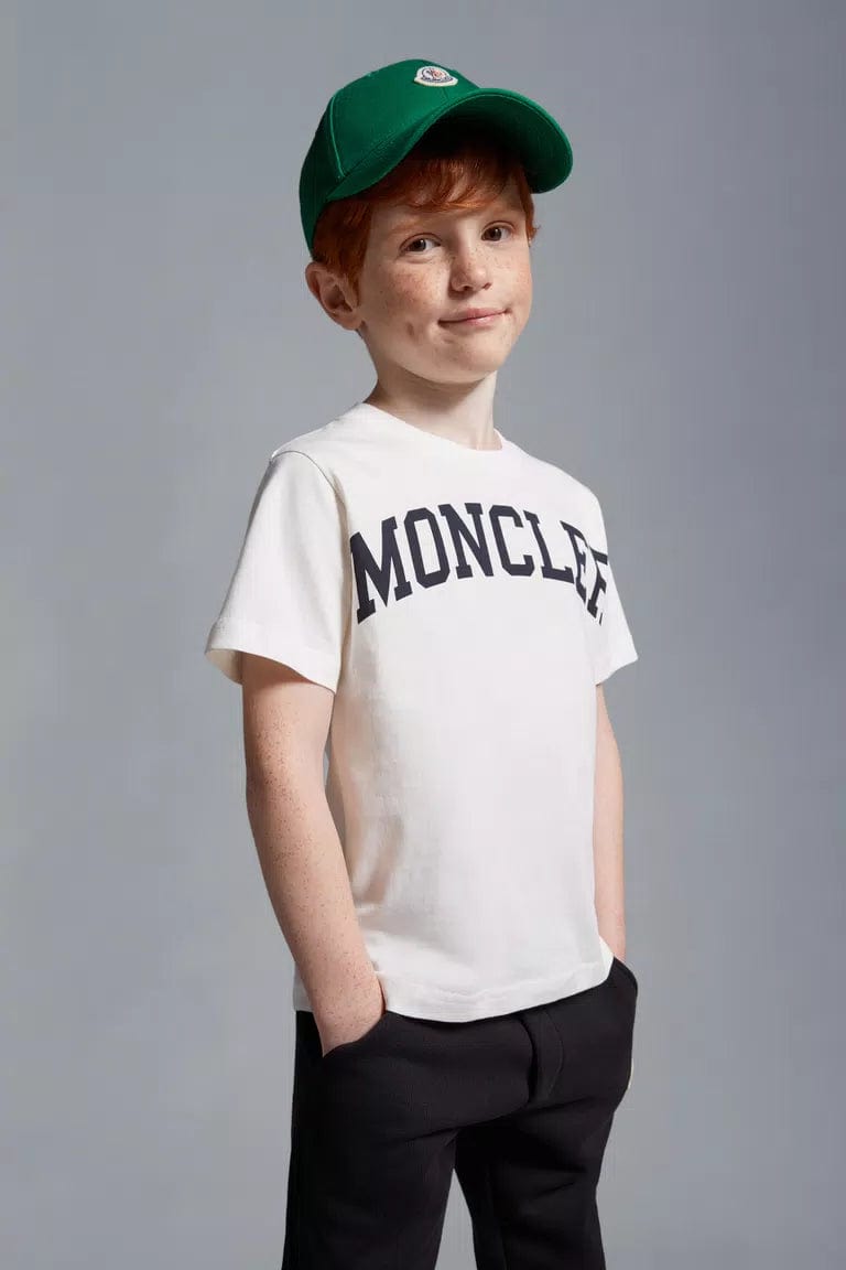 Moncler Enfant Boys Logo Print T-Shirt in Ivory Discount Low Pice