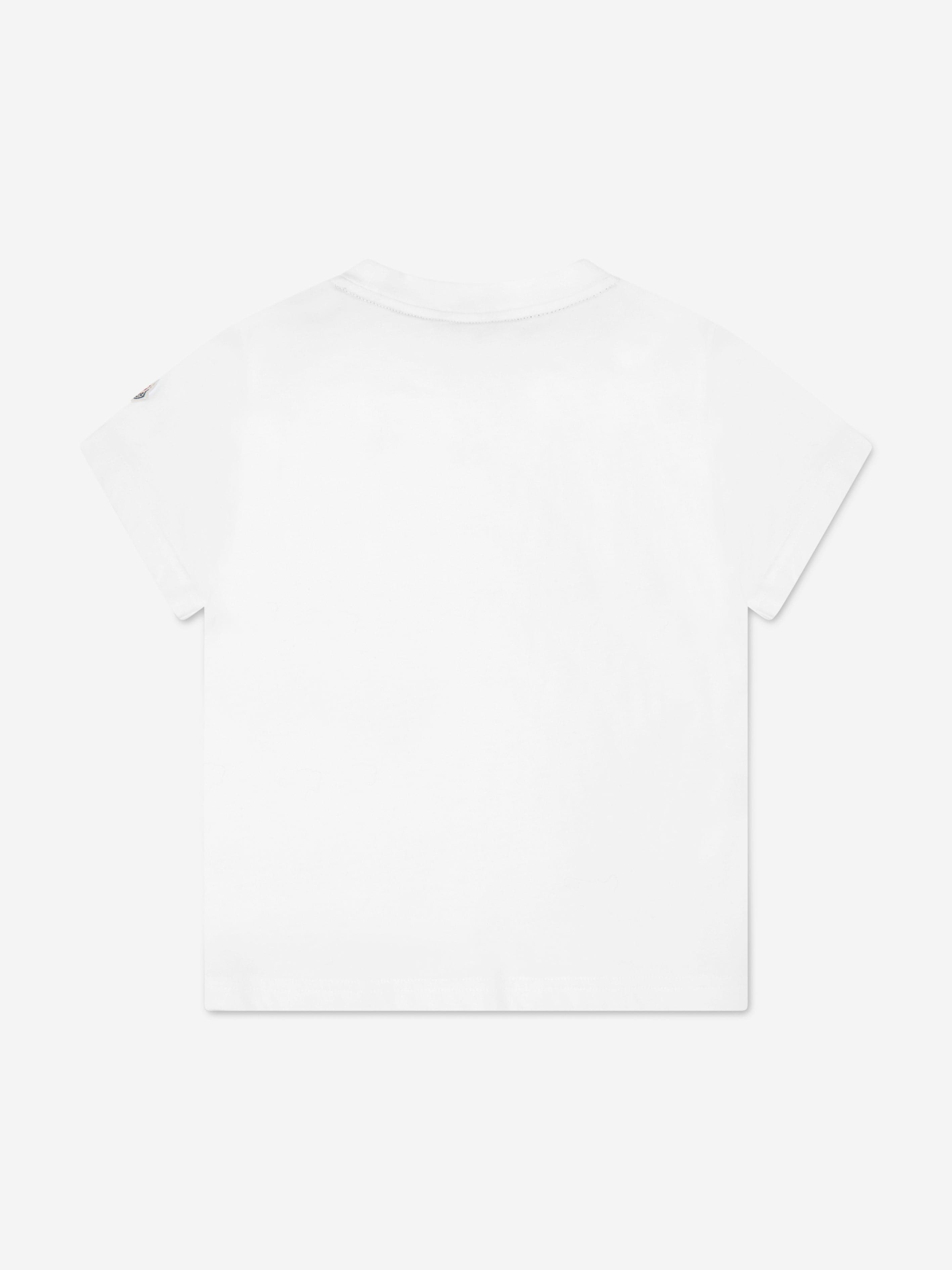 Moncler Enfant Boys Logo T-Shirt in White Outlet 2025 New
