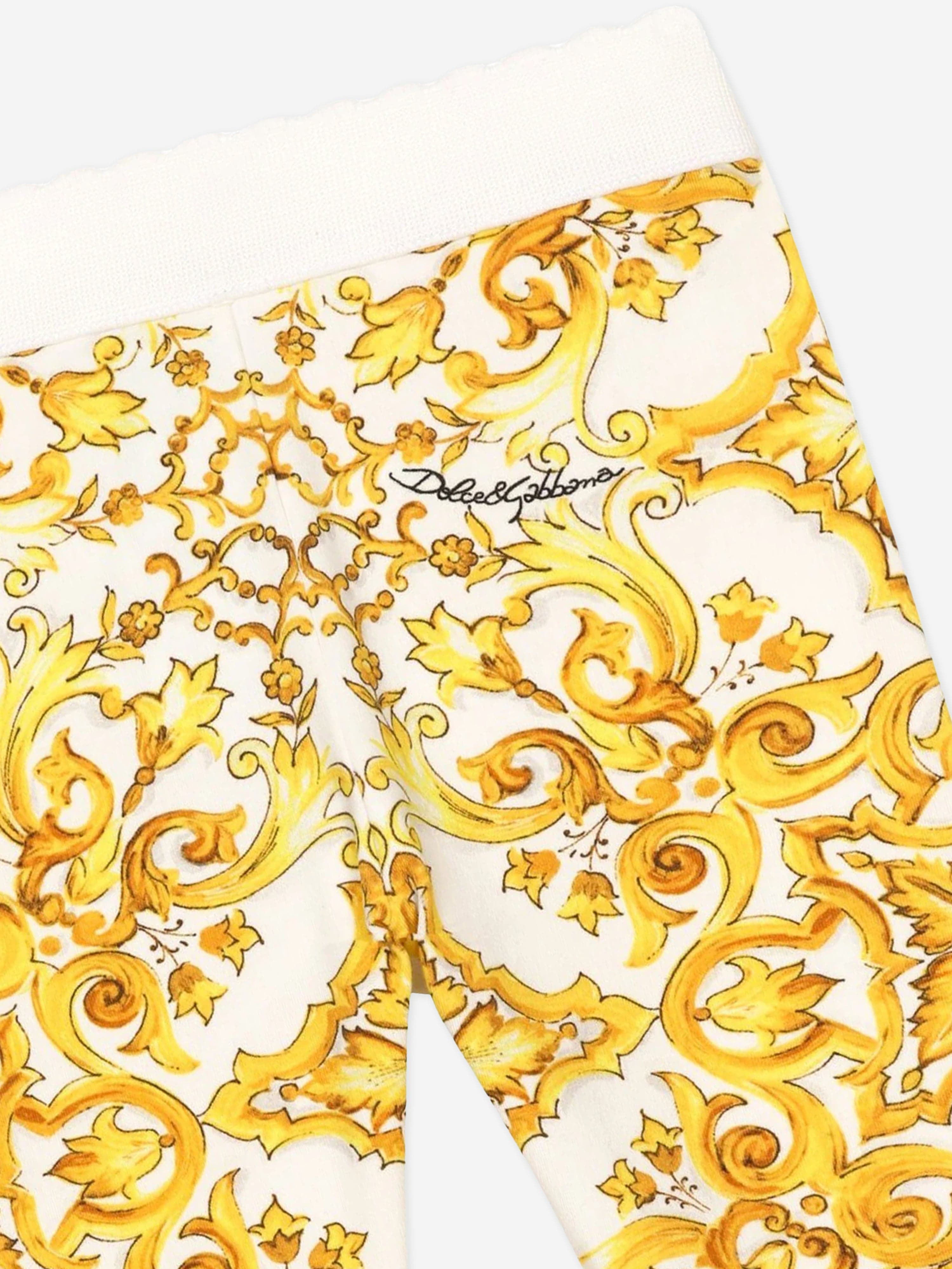 Dolce & Gabbana Baby Girls Maiolica Print Leggings in Yellow Clearance For Nice