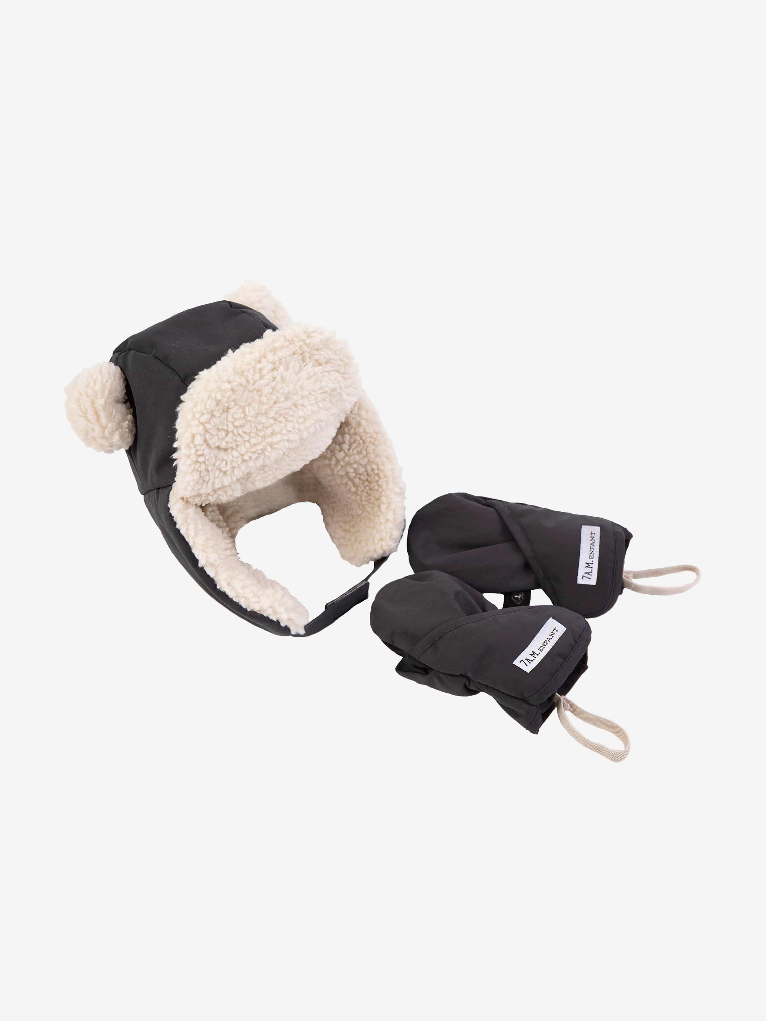 7AM Enfant Baby Boys The Cub Set-Benji Mittens & Hat (Ears) in Grey Sale Purchase