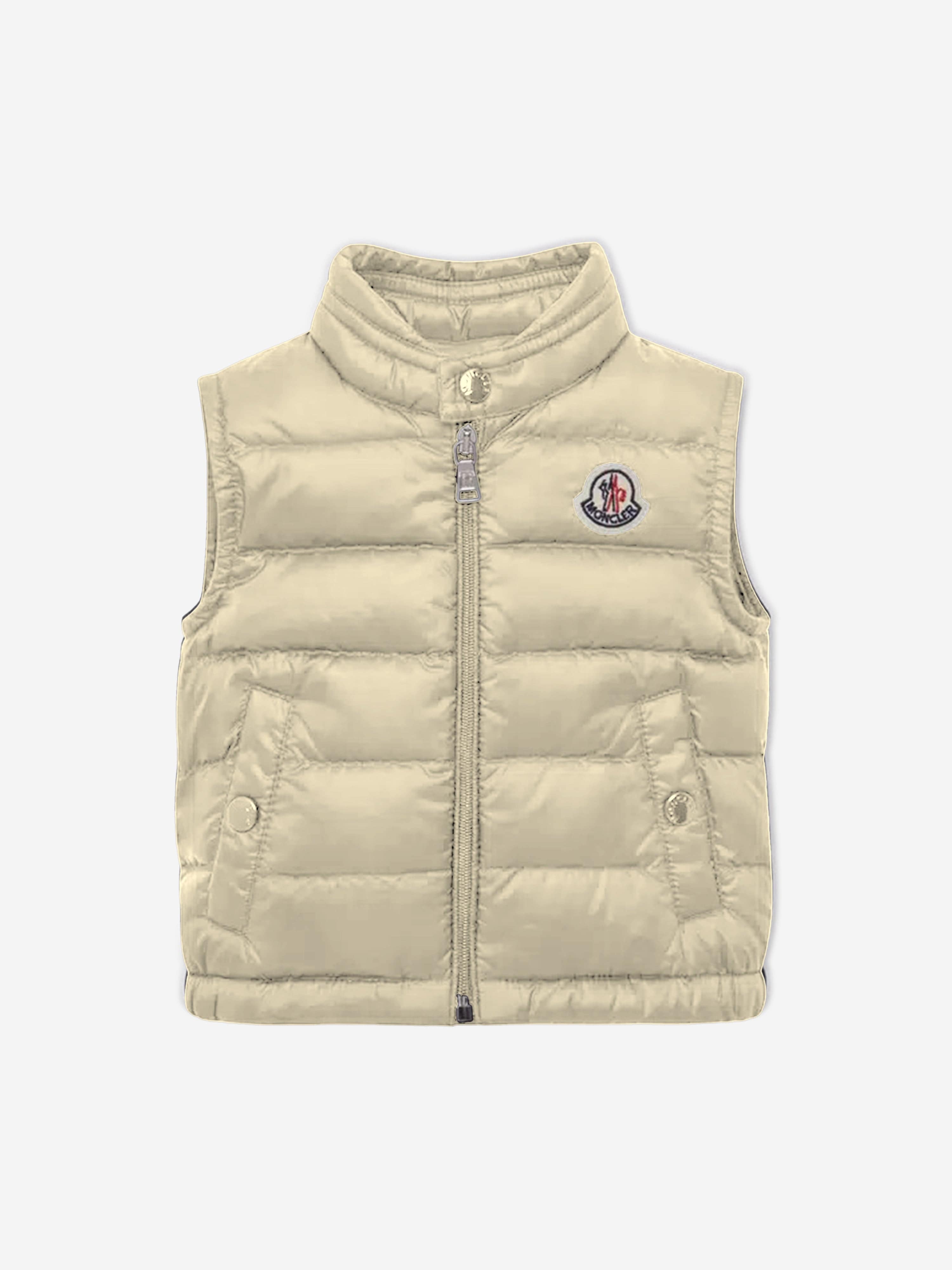 Moncler Enfant Baby Down Padded New Amaury Gilet In Beige Affordable Cheap Pice
