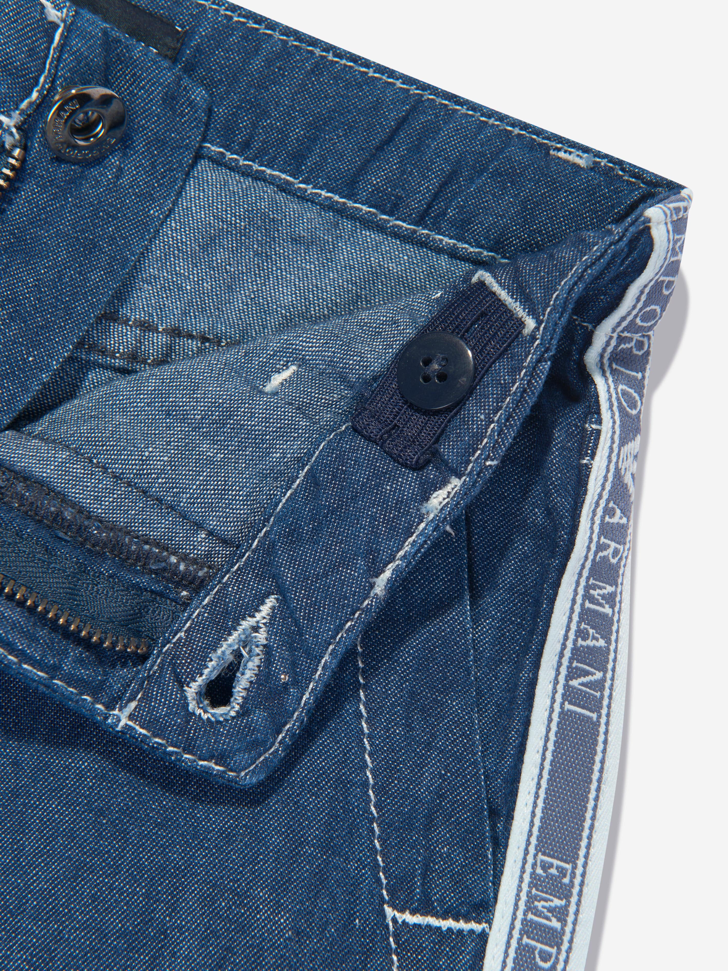 Emporio Armani Boys Denim Logo Shorts in Blue Quality From China Wholesale