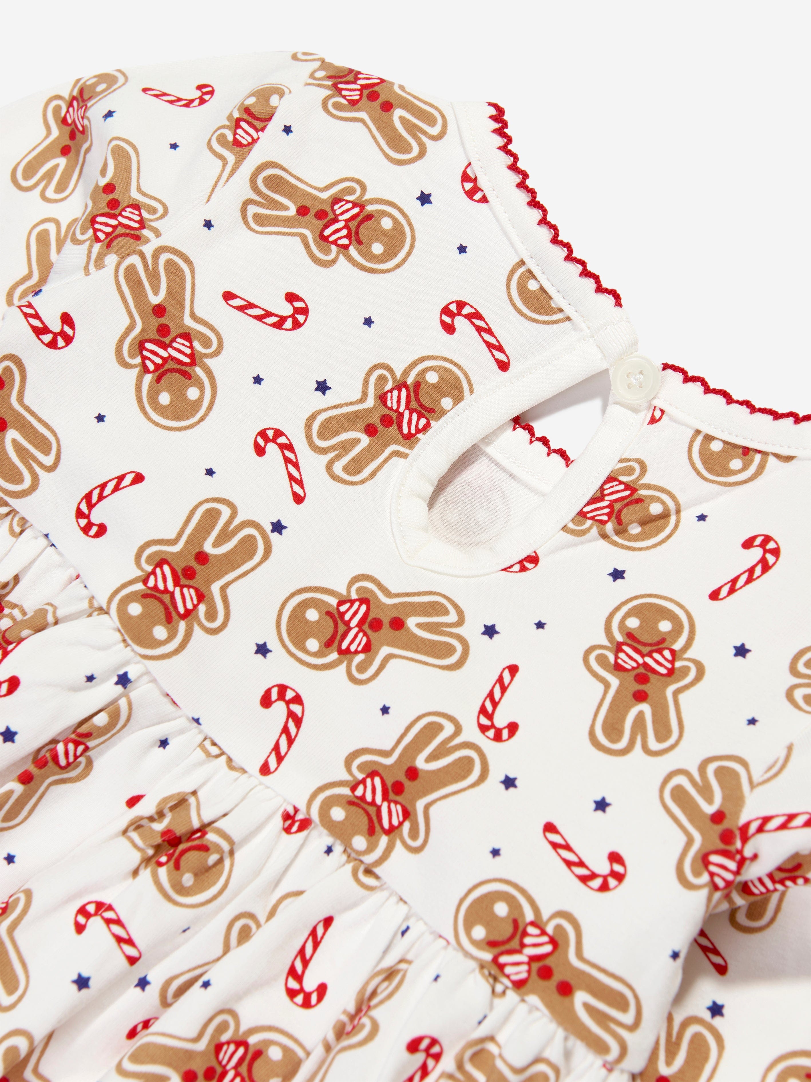 Rachel Riley Baby Girls Gingerbread Jersey Dress in White Cheap Sale Store