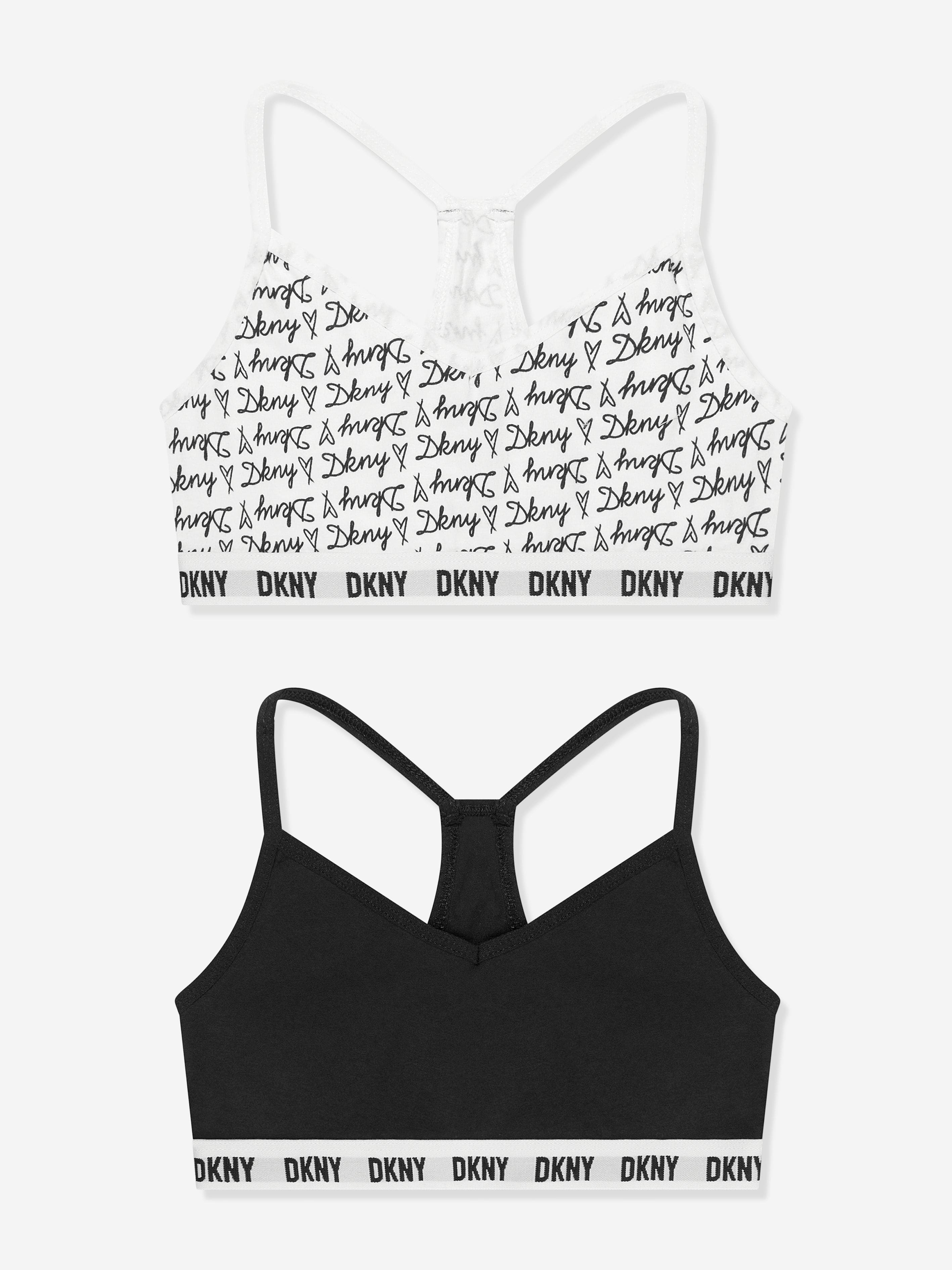 DKNY Girls 2 Pack Racer Bra in Black Cheap Sale Geniue Stockist