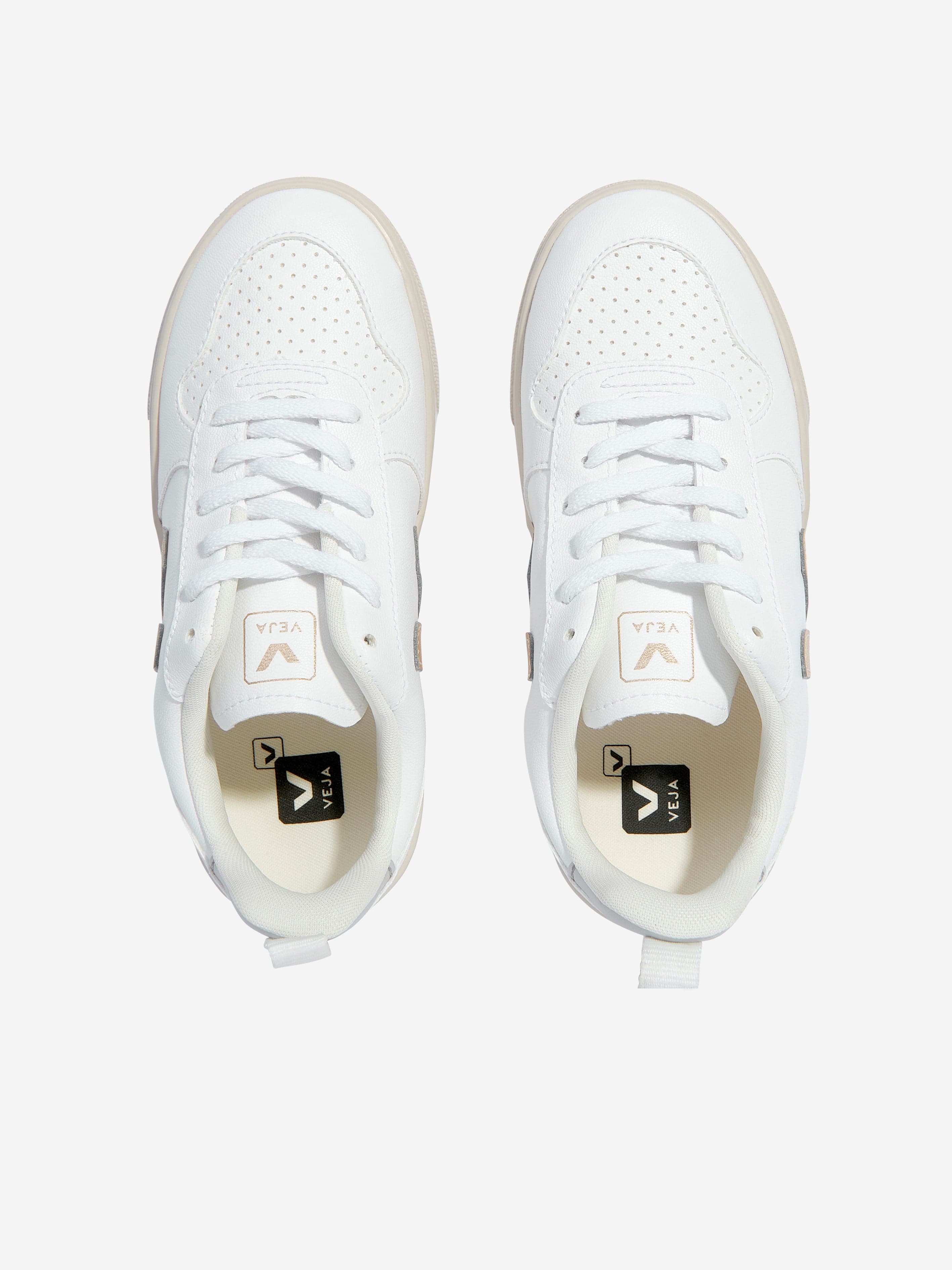 Veja Kids V-10 Laces Trainers in White Sast