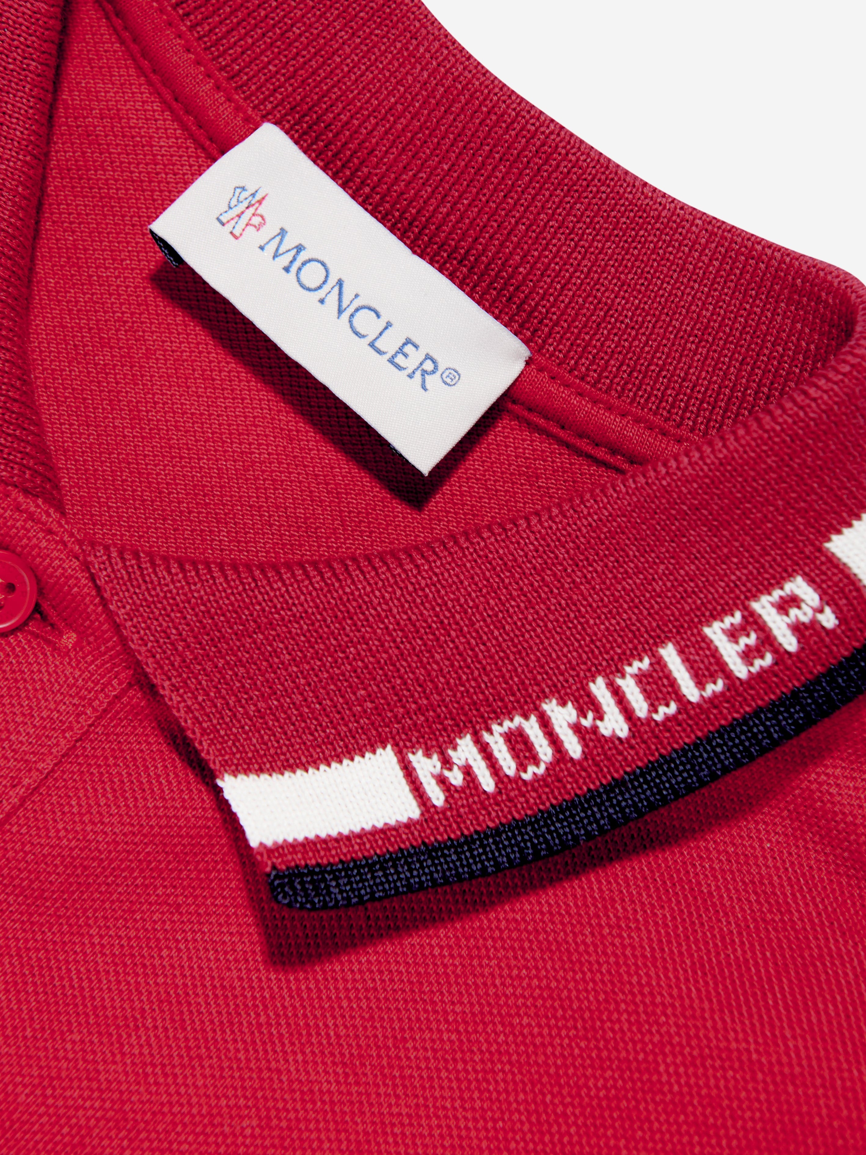 Moncler Enfant Boys Logo Polo Shirt in Red Discount Big Discount
