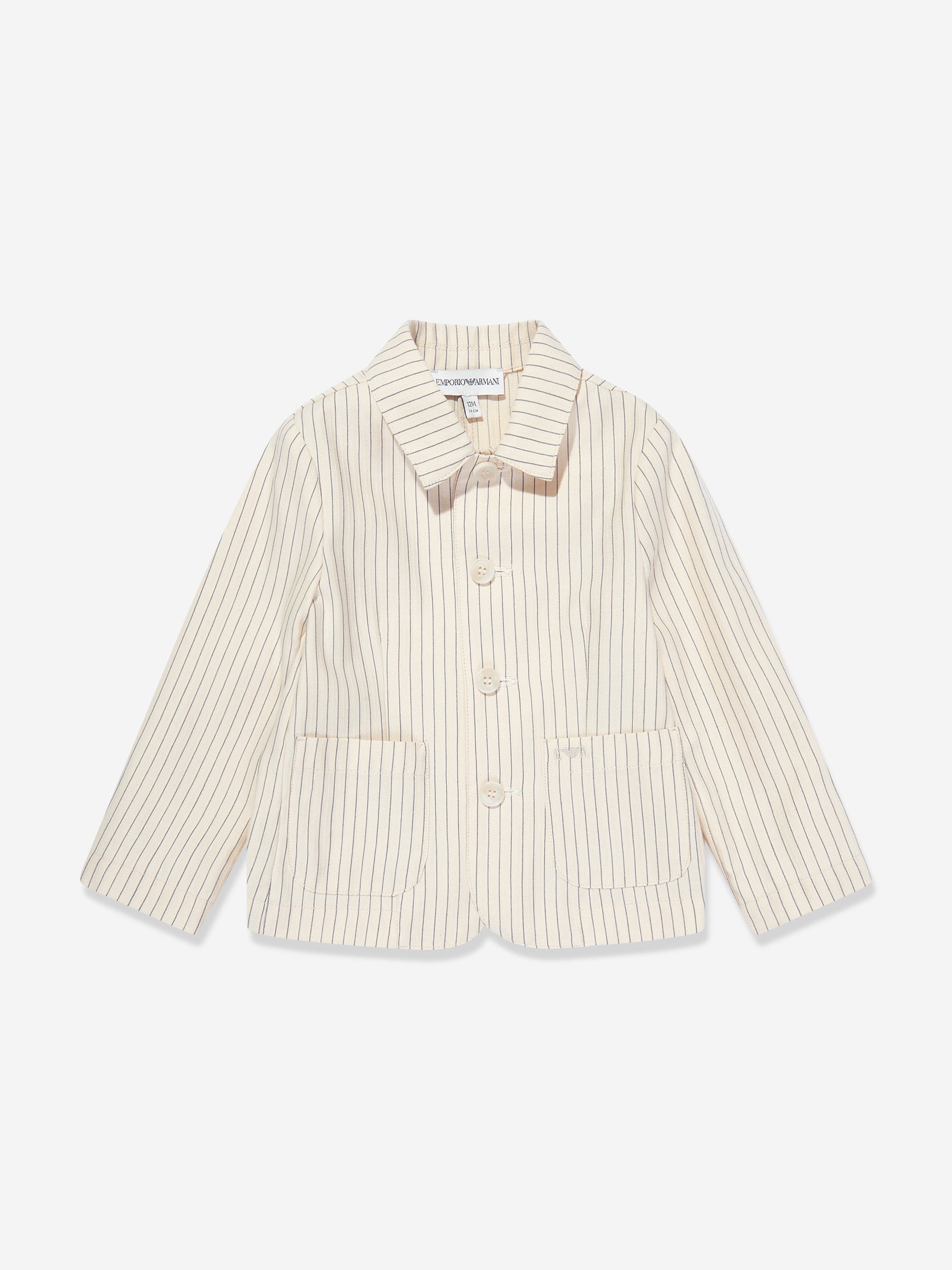 Emporio Armani Baby Boys Striped Linen Jacket in Ivory Cheap Sale View