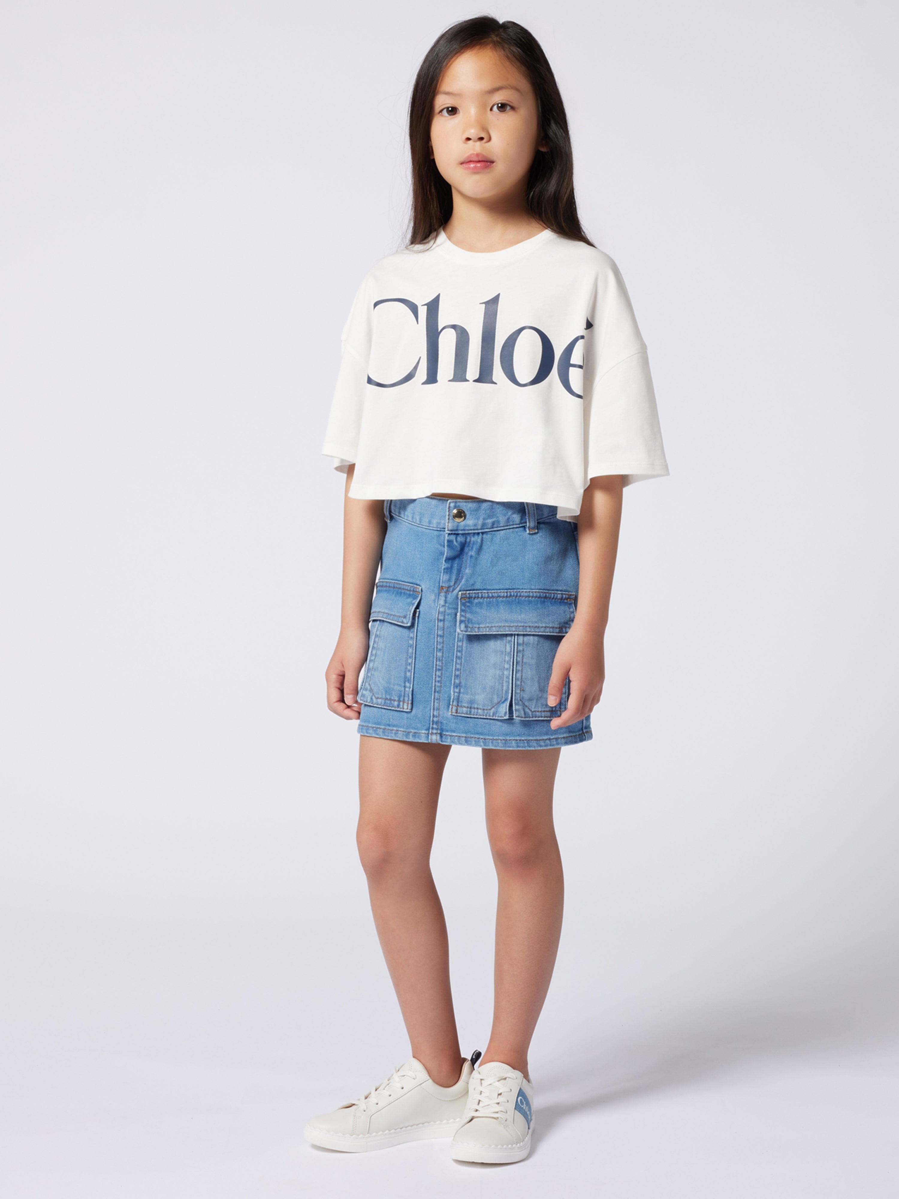 Chlo¨¦ Girls Logo Print T-Shirt in Ivory Buy Cheap 2025 Newest