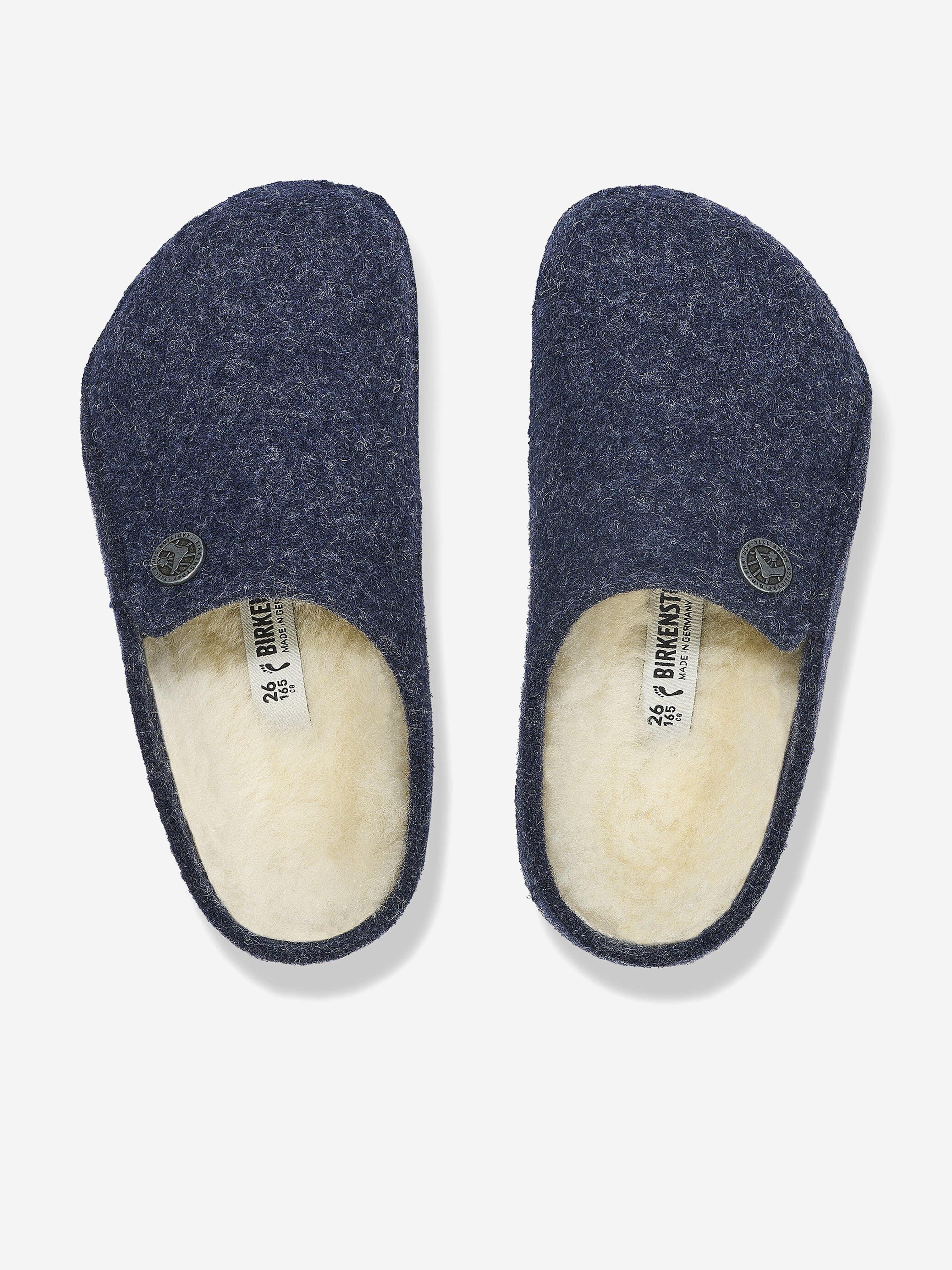BIRKENSTOCK Boys Zermatt Shearling Slippers in Navy Visa Payment