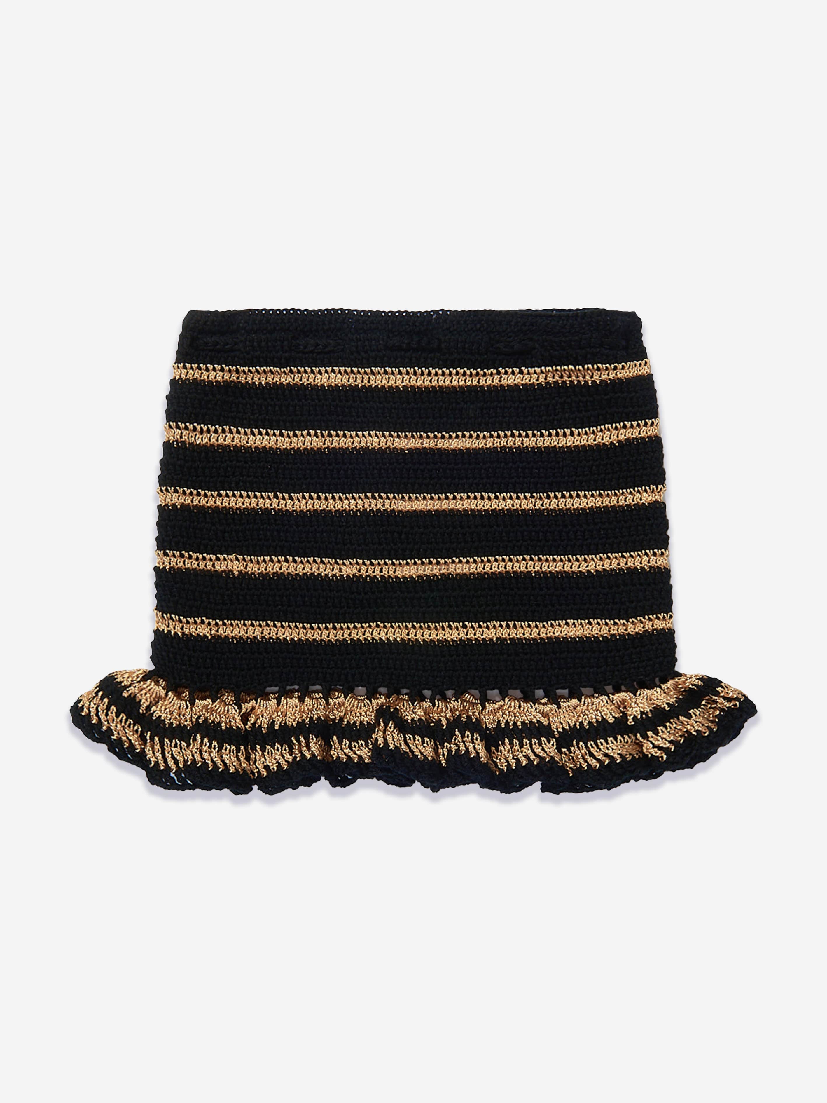 Nessi Byrd Girls Frilly Crocheted Yulia Skirt in Black Discount Big Sale