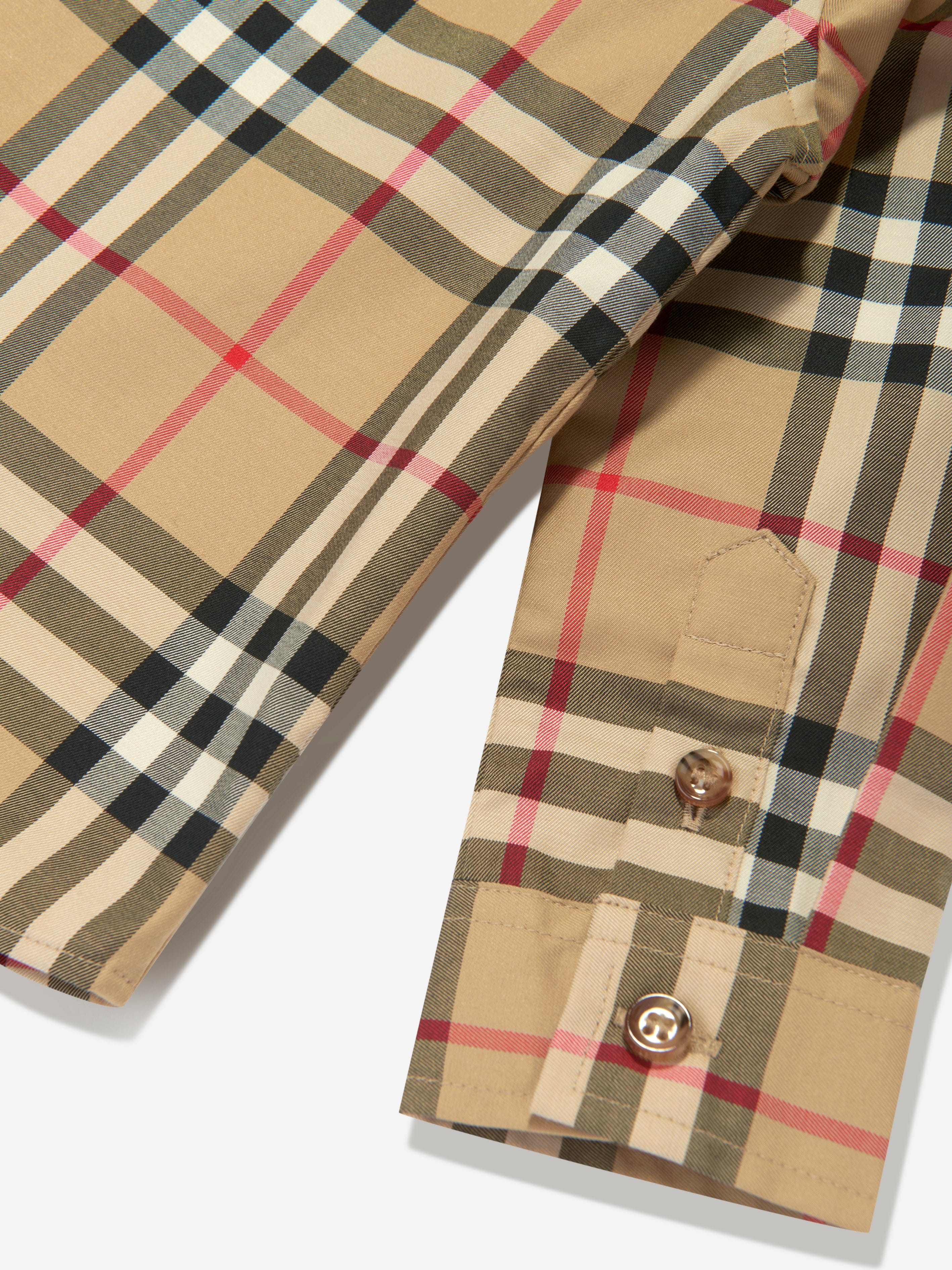 Burberry Baby Boys Owen Long Sleeve Check Shirt in Beige Clearance With Credit Card