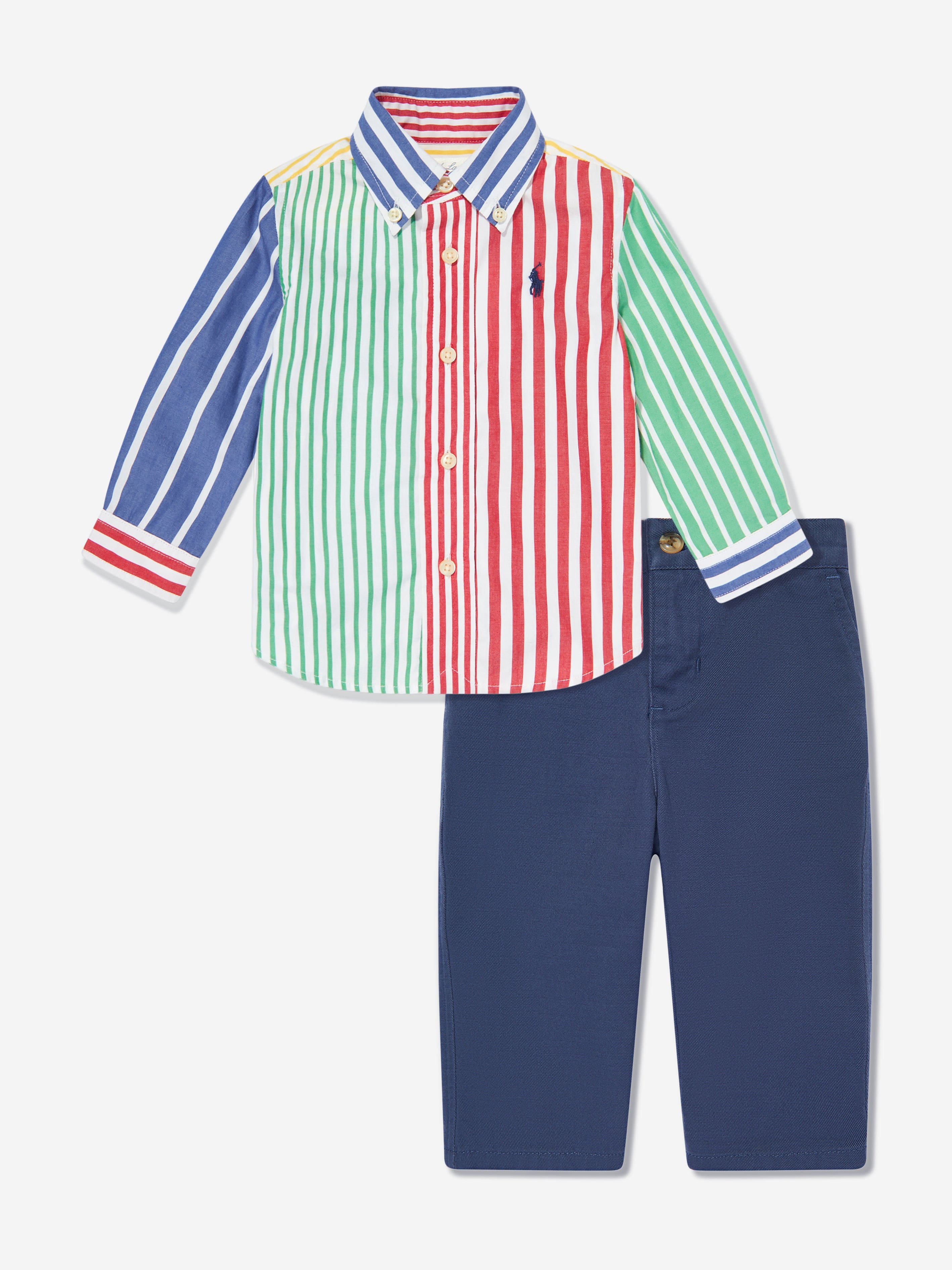 Baby Boys Shirt and Trouser Set in Multicolour Outlet Clearance Store