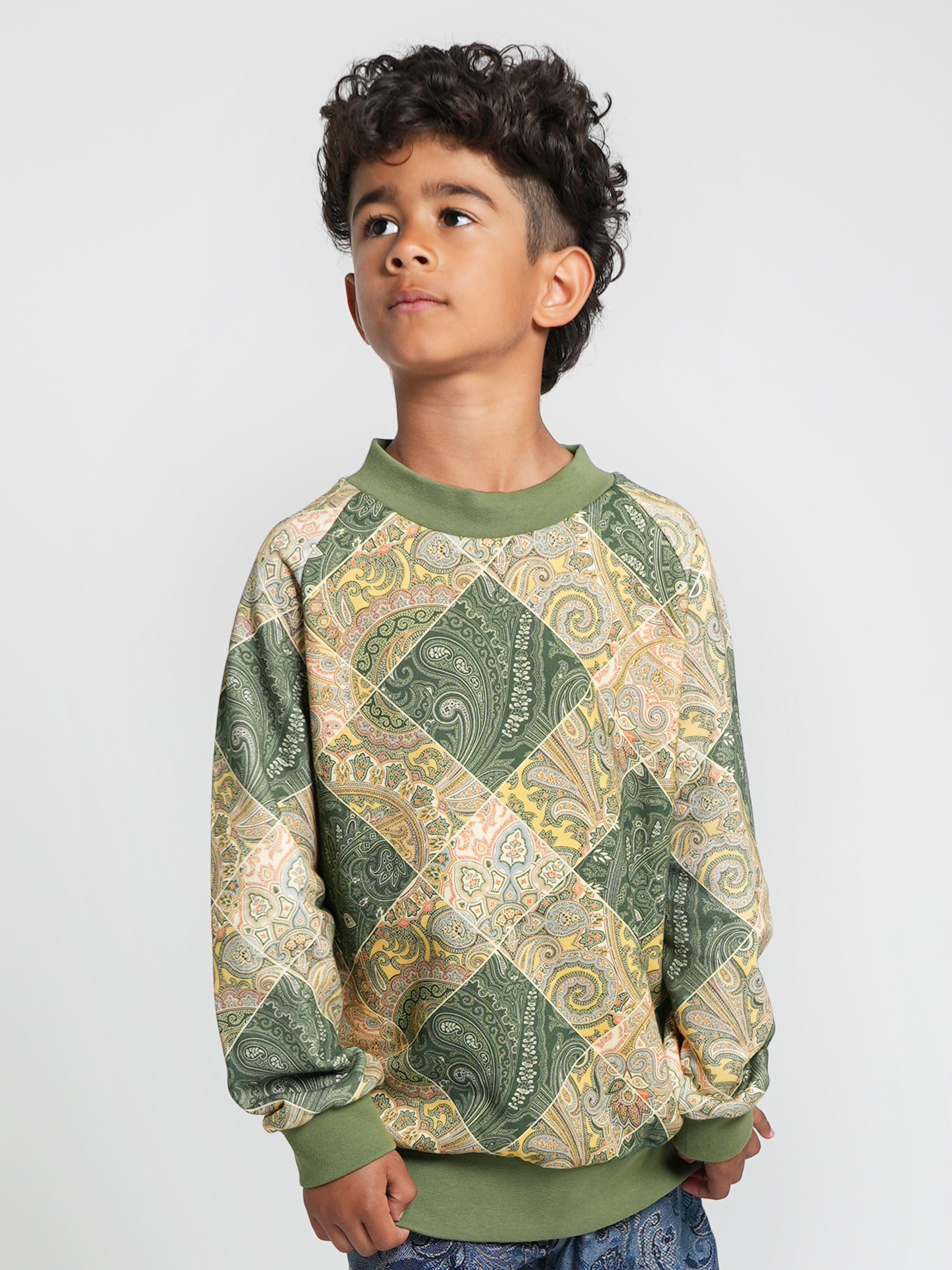 Etro Boys Paisley Sweatshirt in Green Low Pice Cheap Online