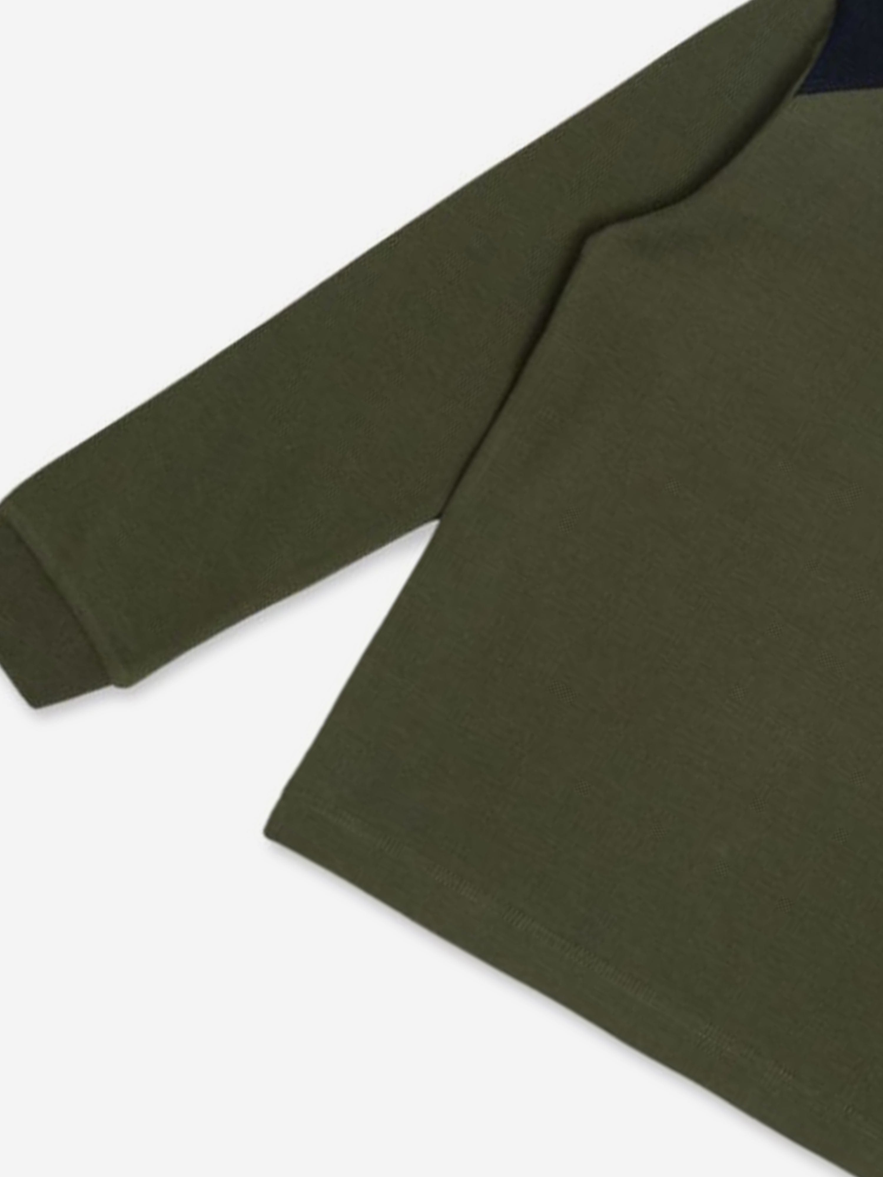 Moncler Enfant Boys Long Sleeve Polo Shirt in Green Clearance Very Cheap