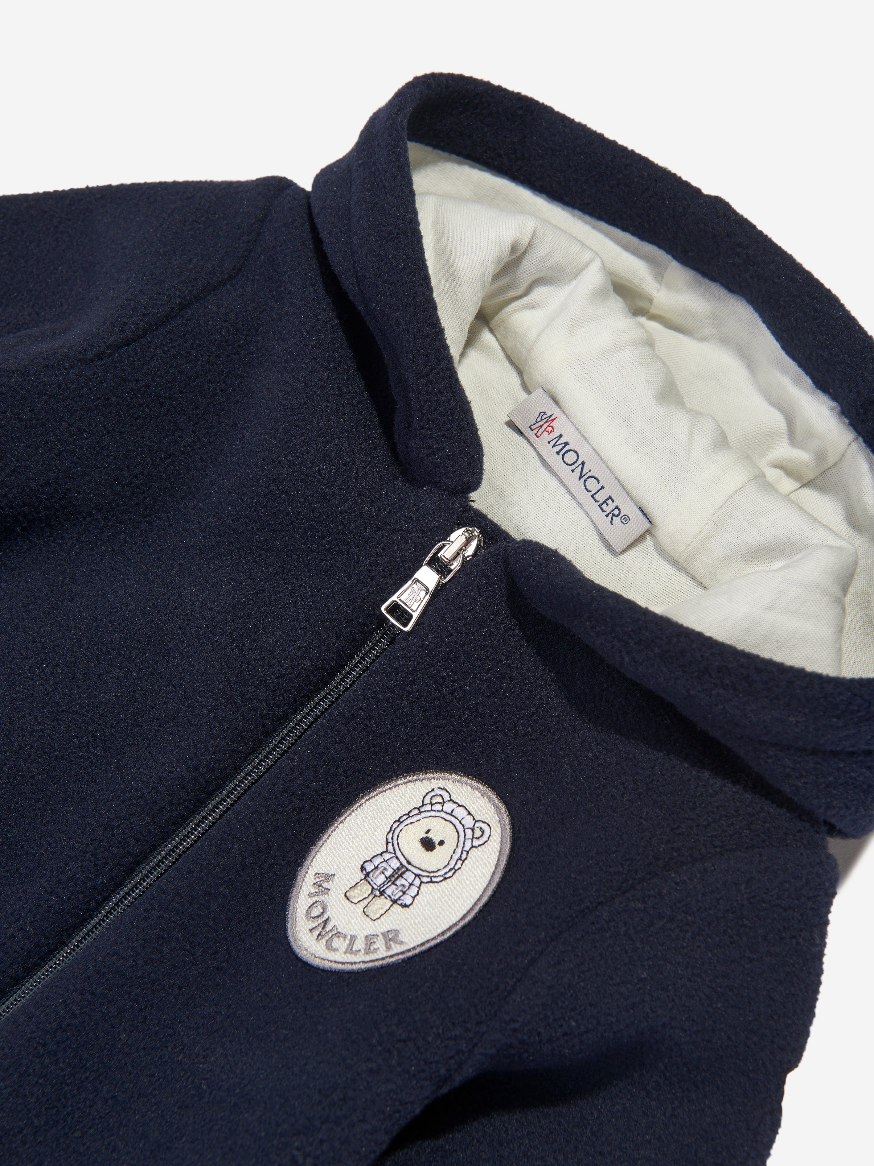 Moncler Enfant Baby Logo Pramsuit in Navy Cheap New Arrival