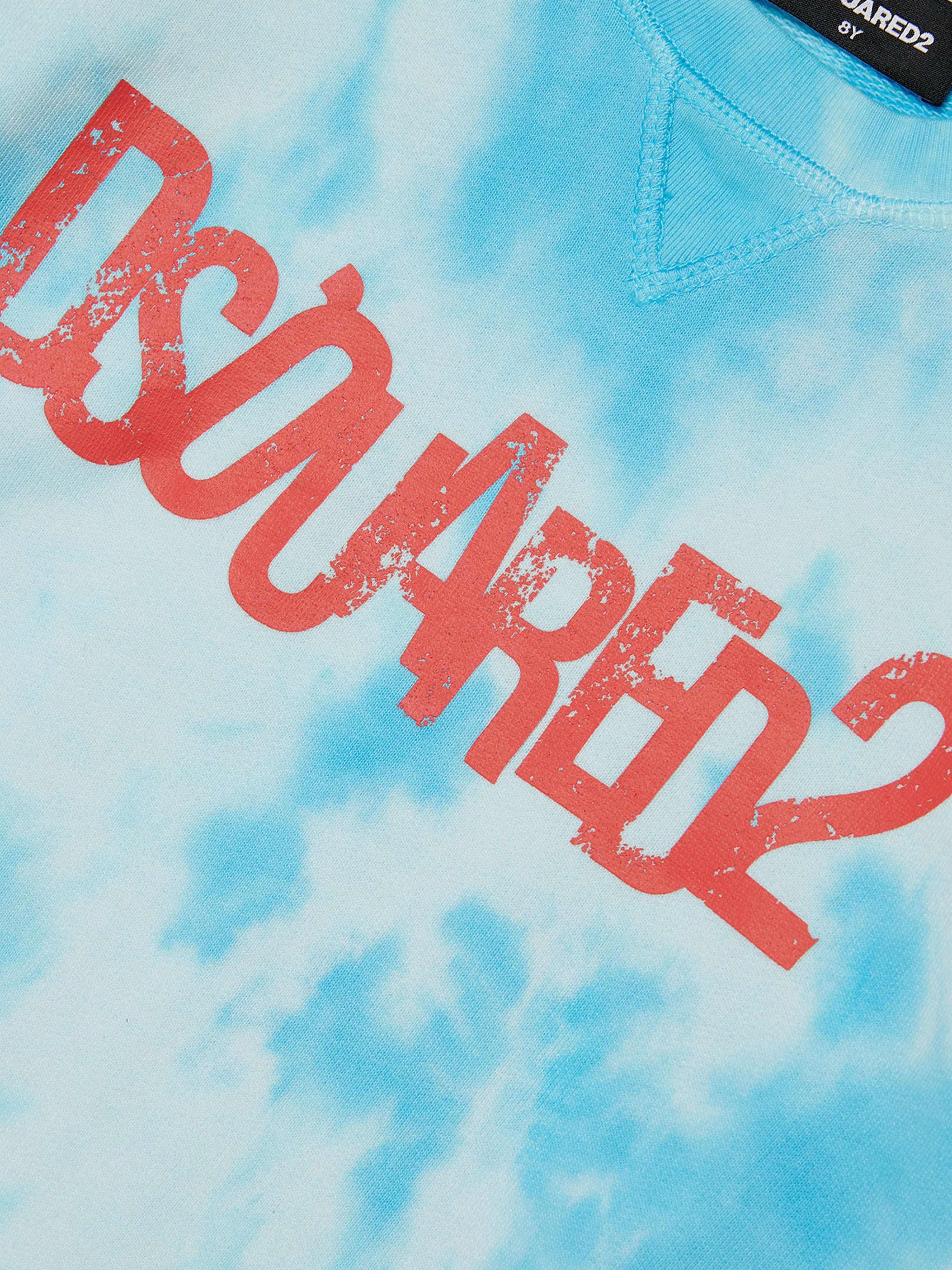 Dsquared2 Kids Tie-Dye Logo Sweatshirt in Blue Cheap Sale View