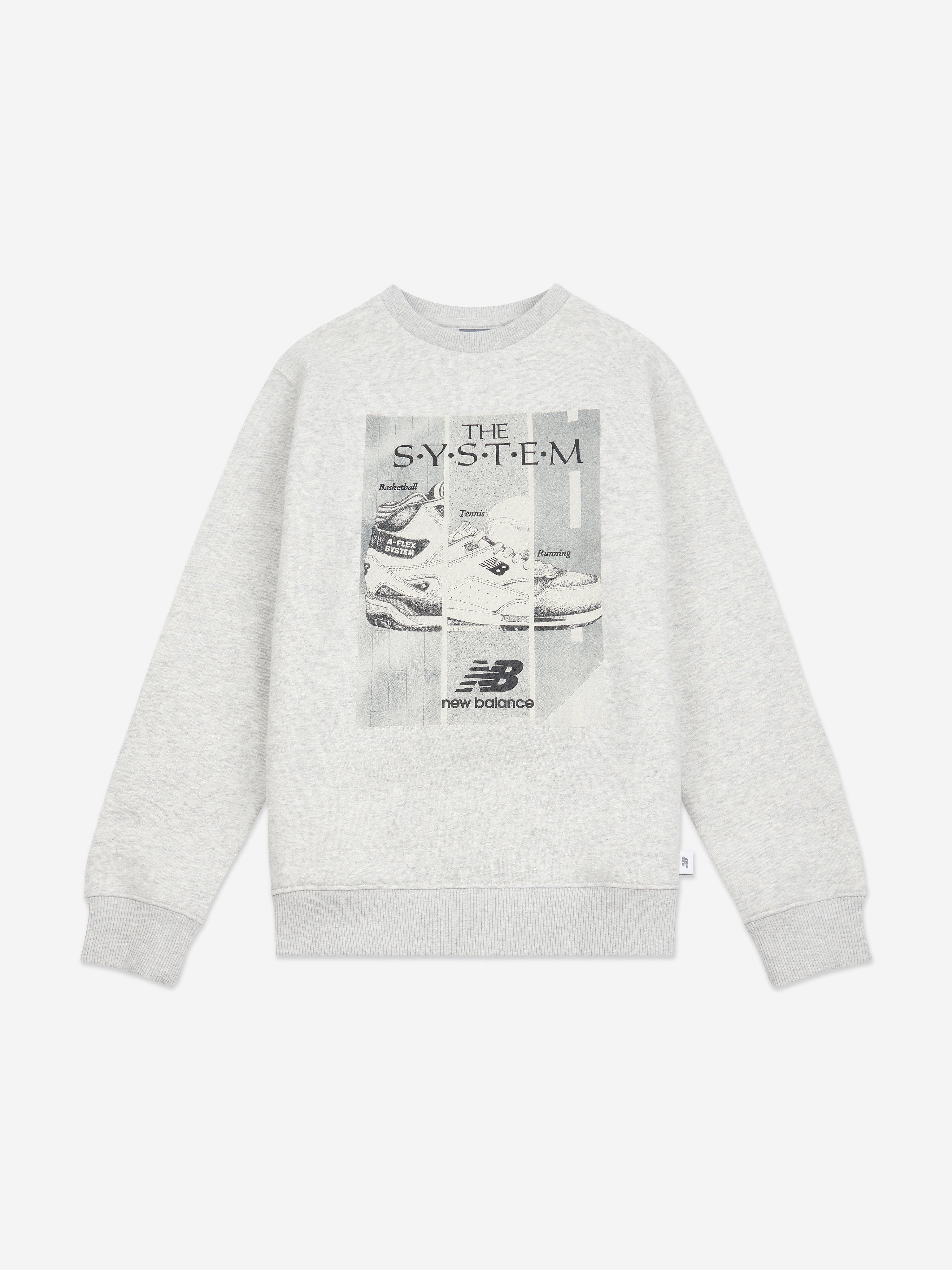 New Balance Boys The System Graphic T-Shirt in Grey Cheap Pirce