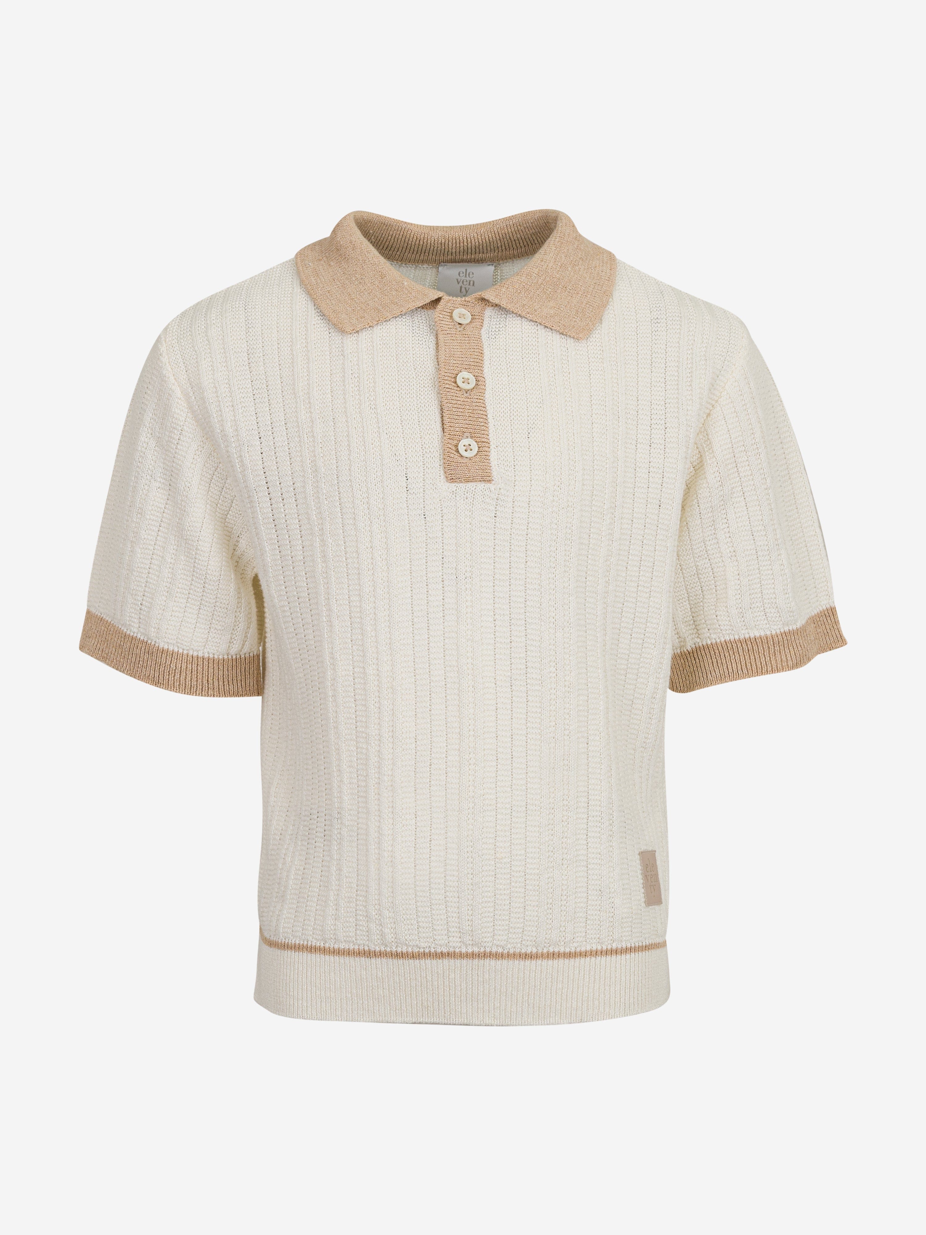 Boys Linen Knitted Polo Shirt in Ivory Buy Cheap Popular