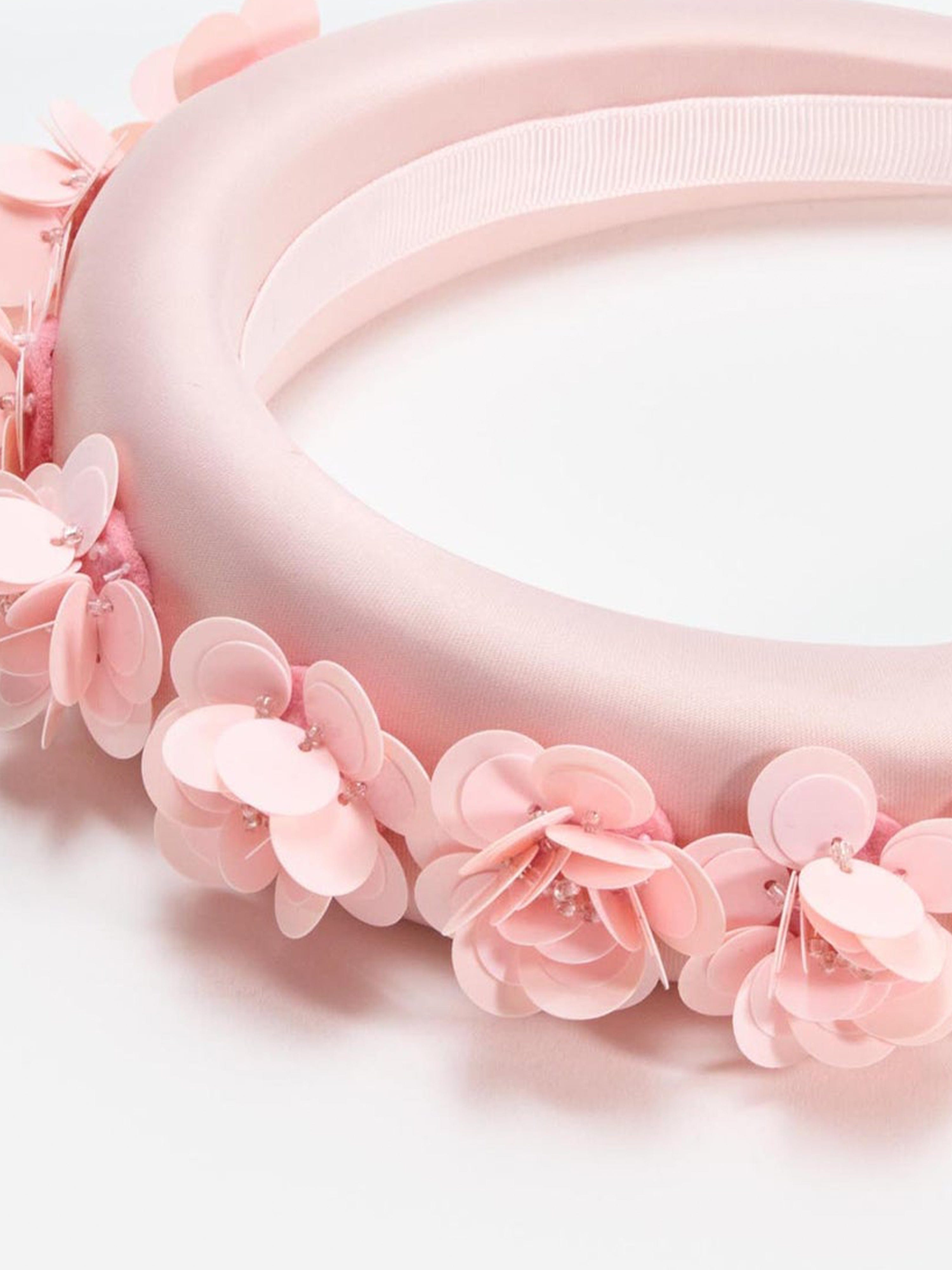 Girls Satin 3D Flower Headband in Pink Browse For Sale