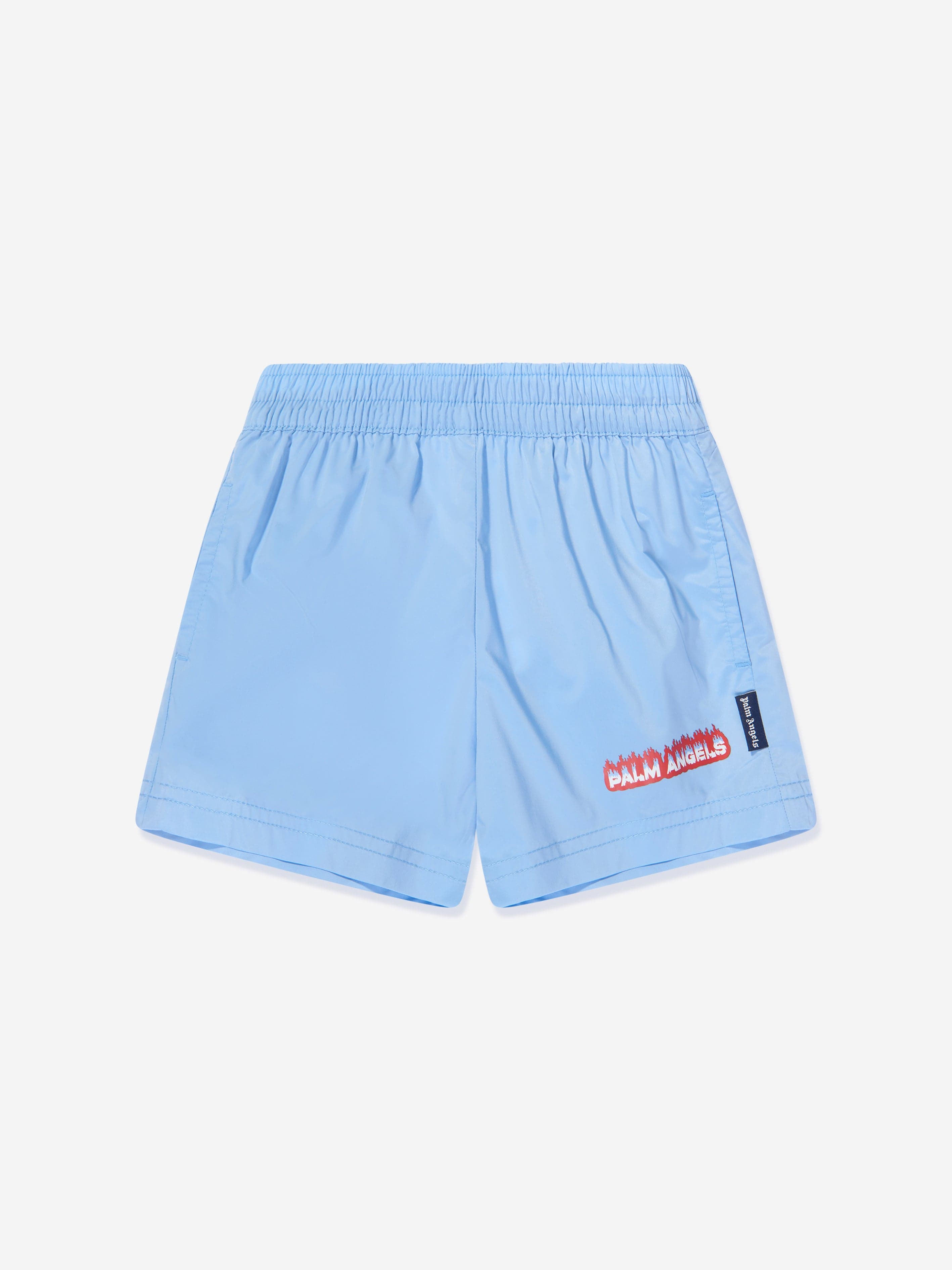 Palm Angels Boys Flames Swim Shorts in Blue Recommend Online