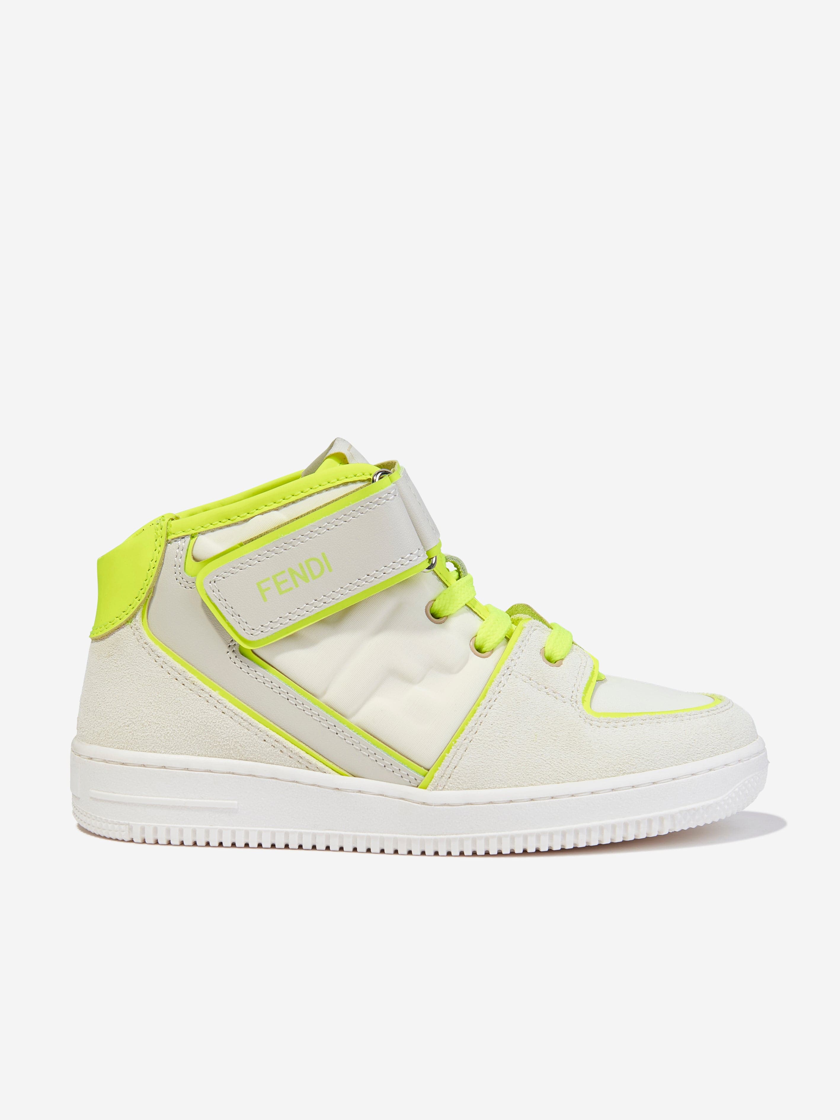Fendi Kids Leather Logo Trainers in Ivory Free Shipping Real
