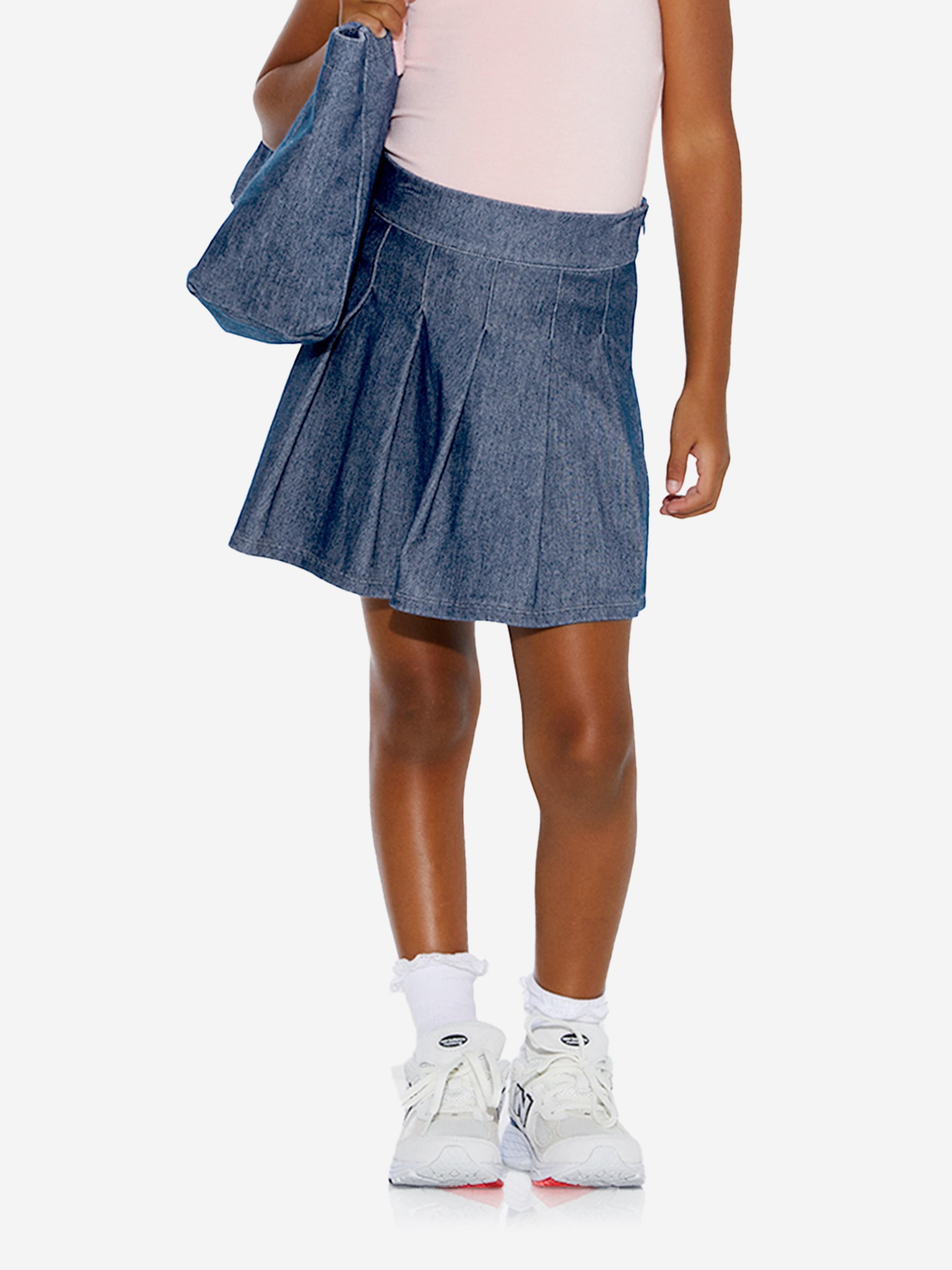 AY by AYLA Girls Denim Look Pleated Mini Skirt in Blue For Cheap Sale Online