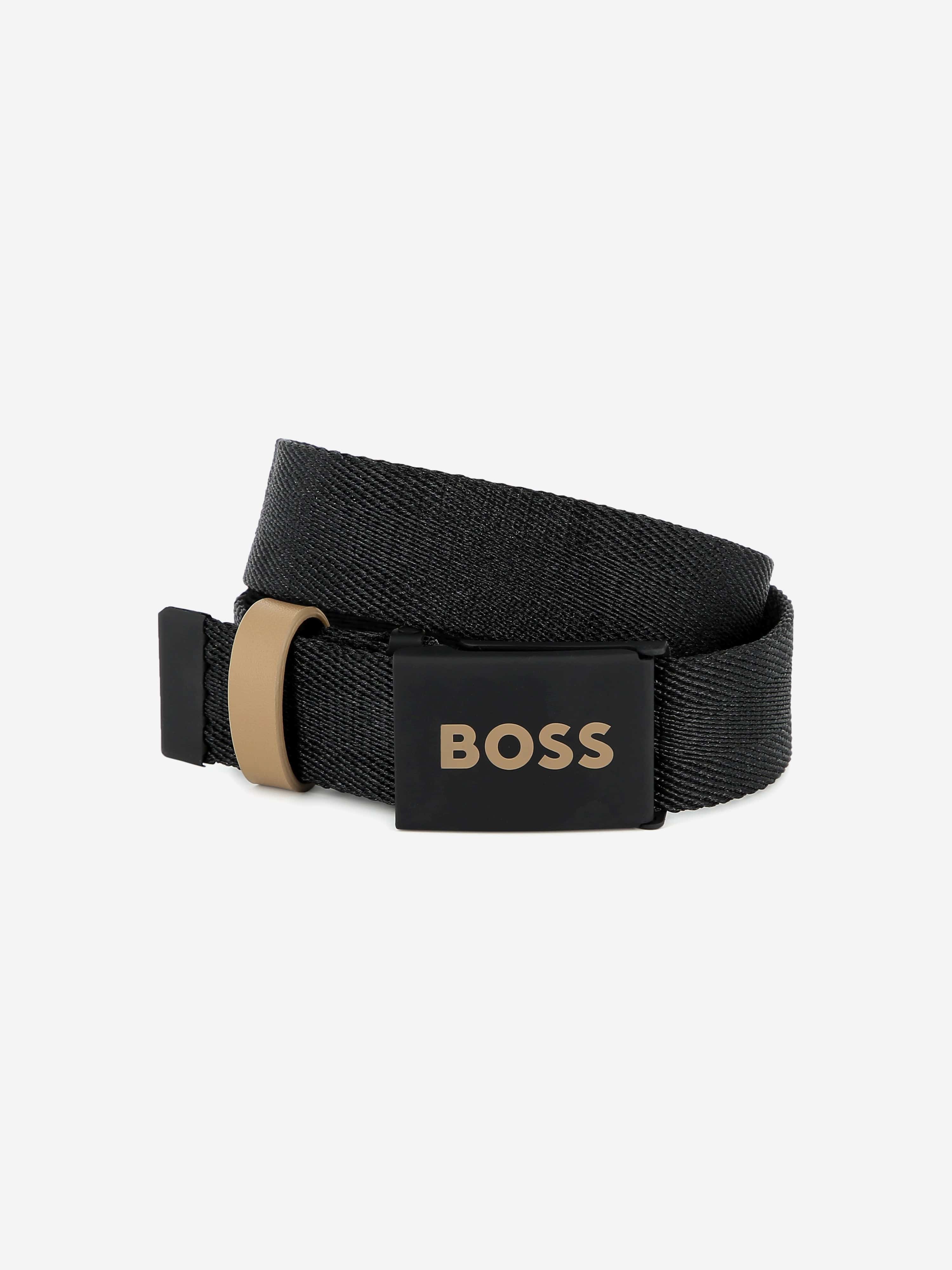 BOSS Boys Textured Belt in Black Clearance Get To Buy