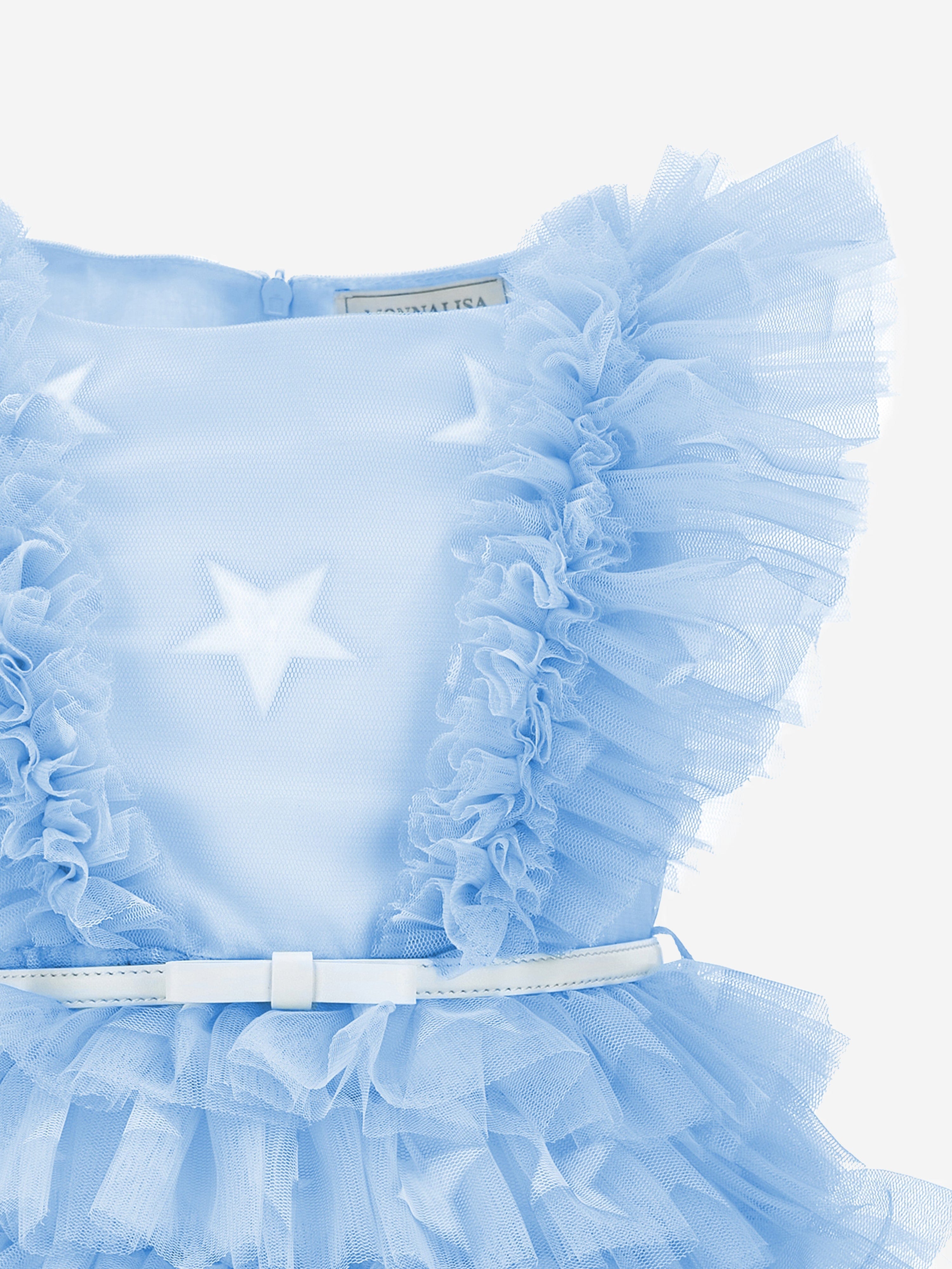 Monnalisa Girls Tulle Star Dress in Blue Where To Buy Low Pice